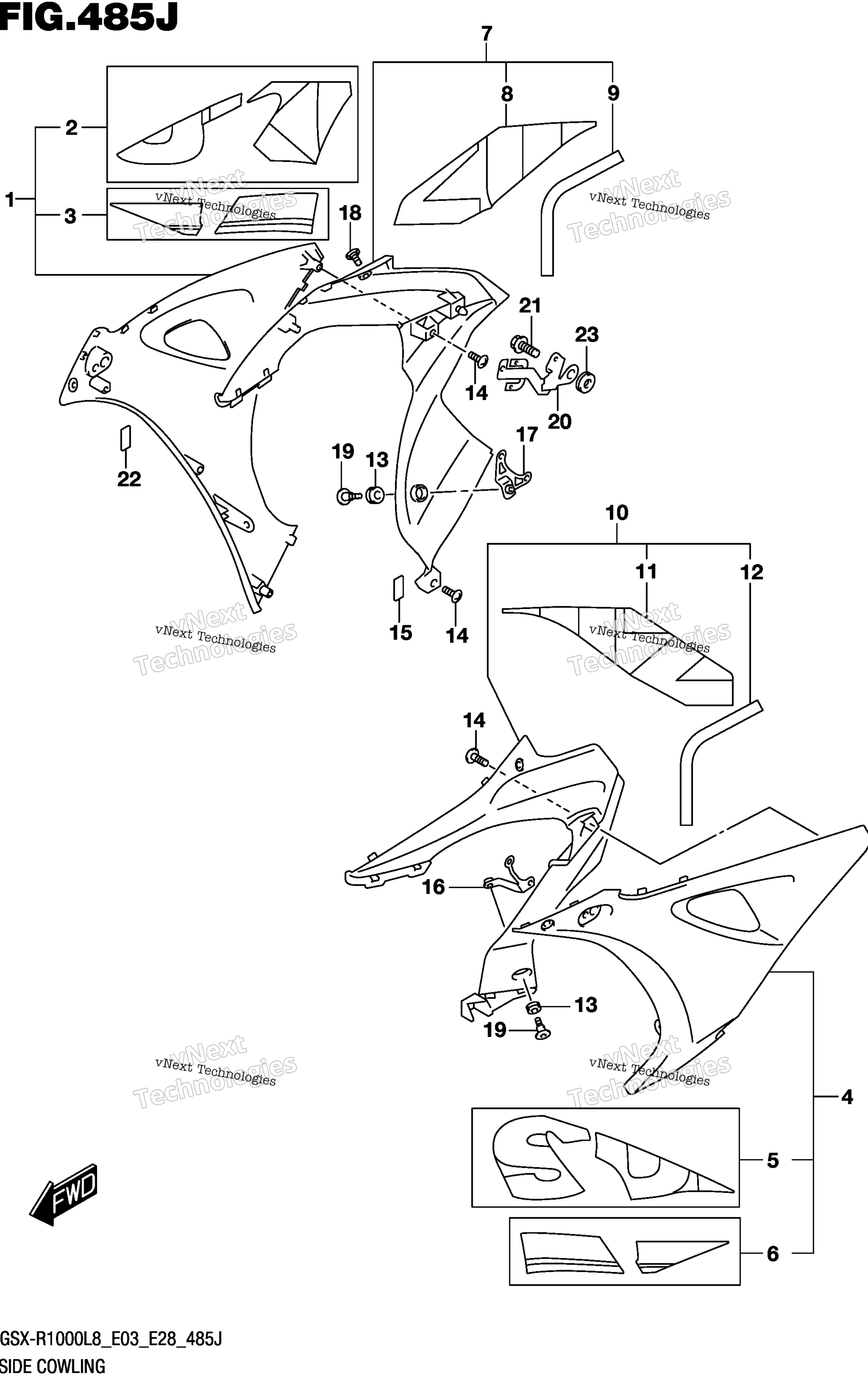 Боковой обтекатель (Gsx-R1000al8 E33) (For Yww)