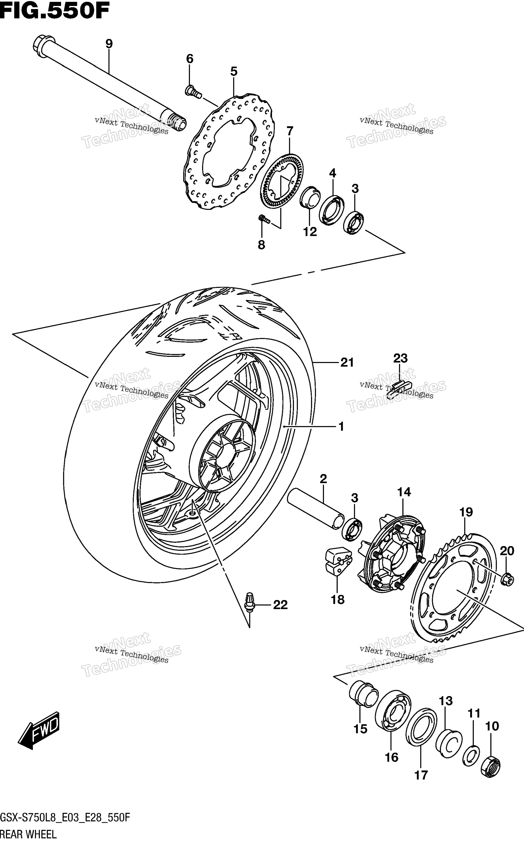 Заднее колесо (Gsx-S750al8 E33)