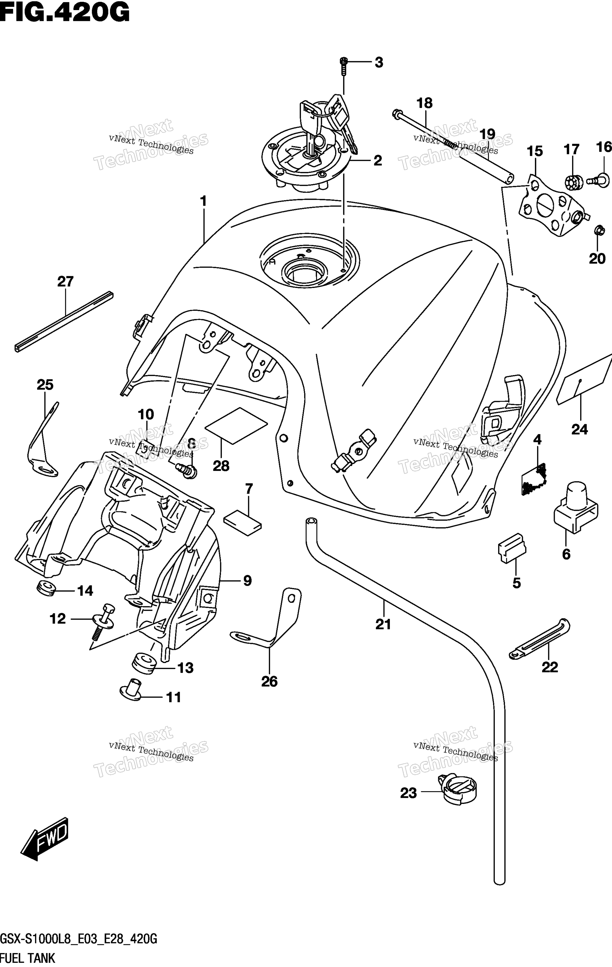 Топливный бак (Gsx-S1000al8 E33)