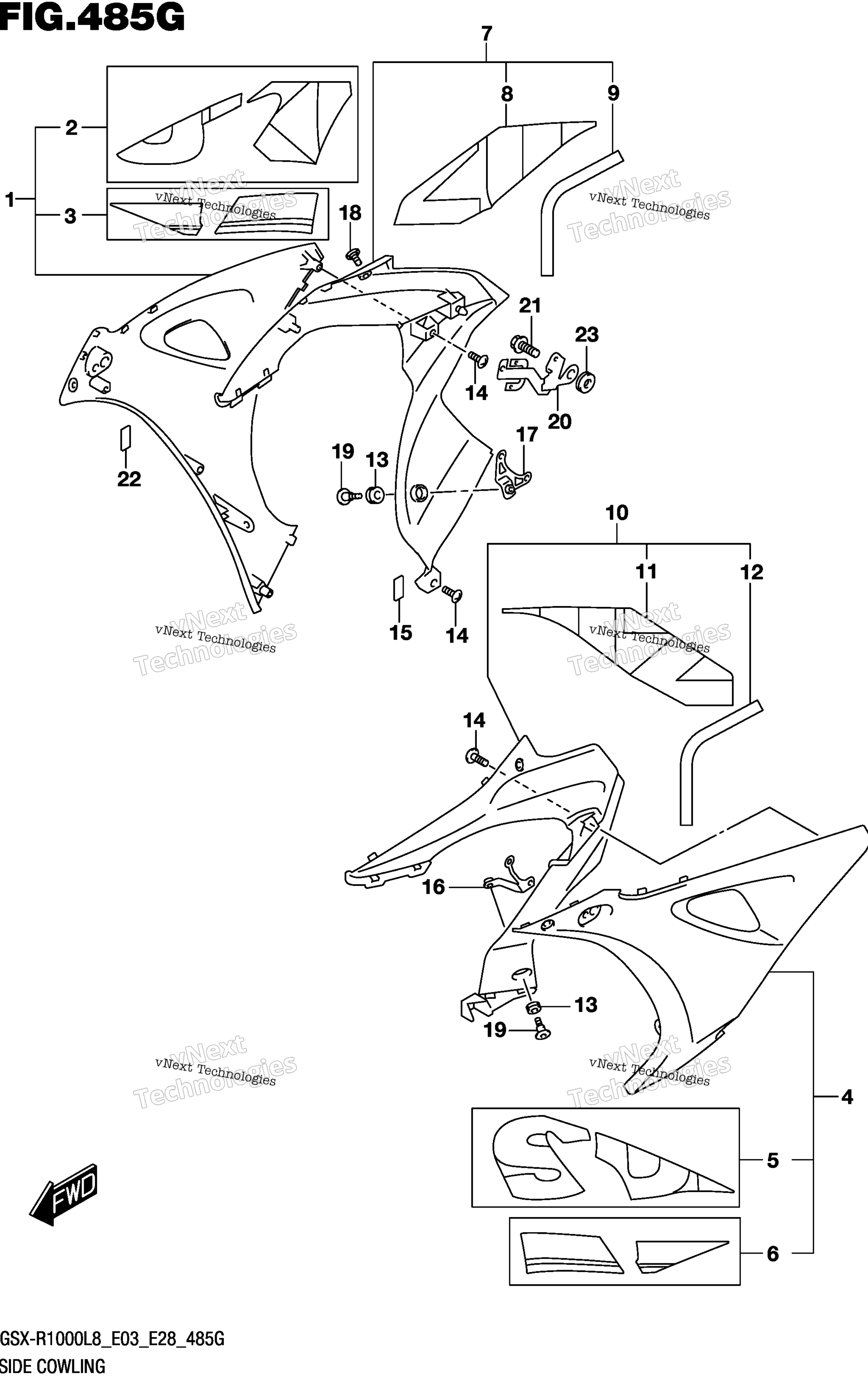 Боковой обтекатель (Gsx-R1000al8 E28) (For Yww)