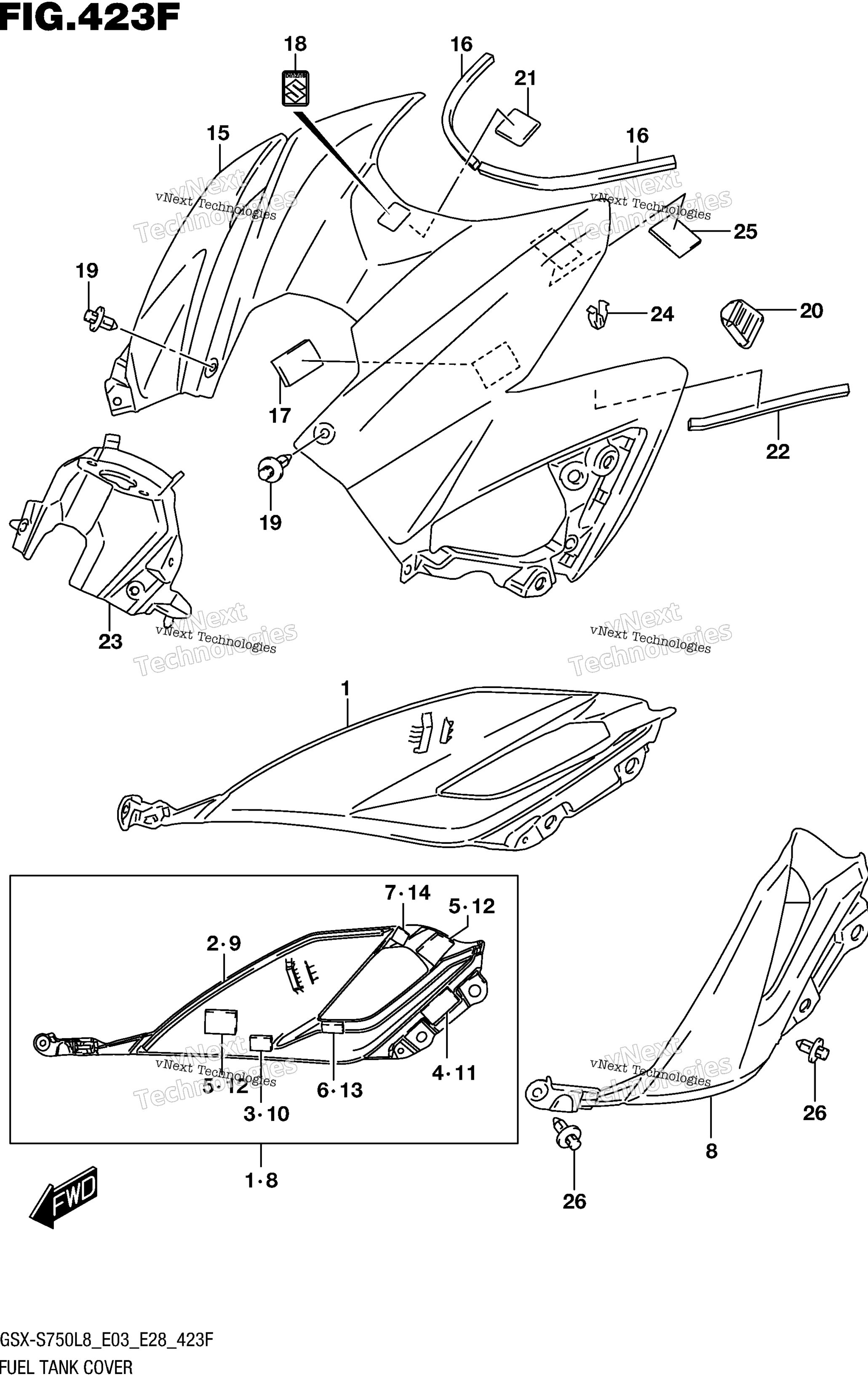 Топливный бак Cover (Gsx-S750al8 E33)