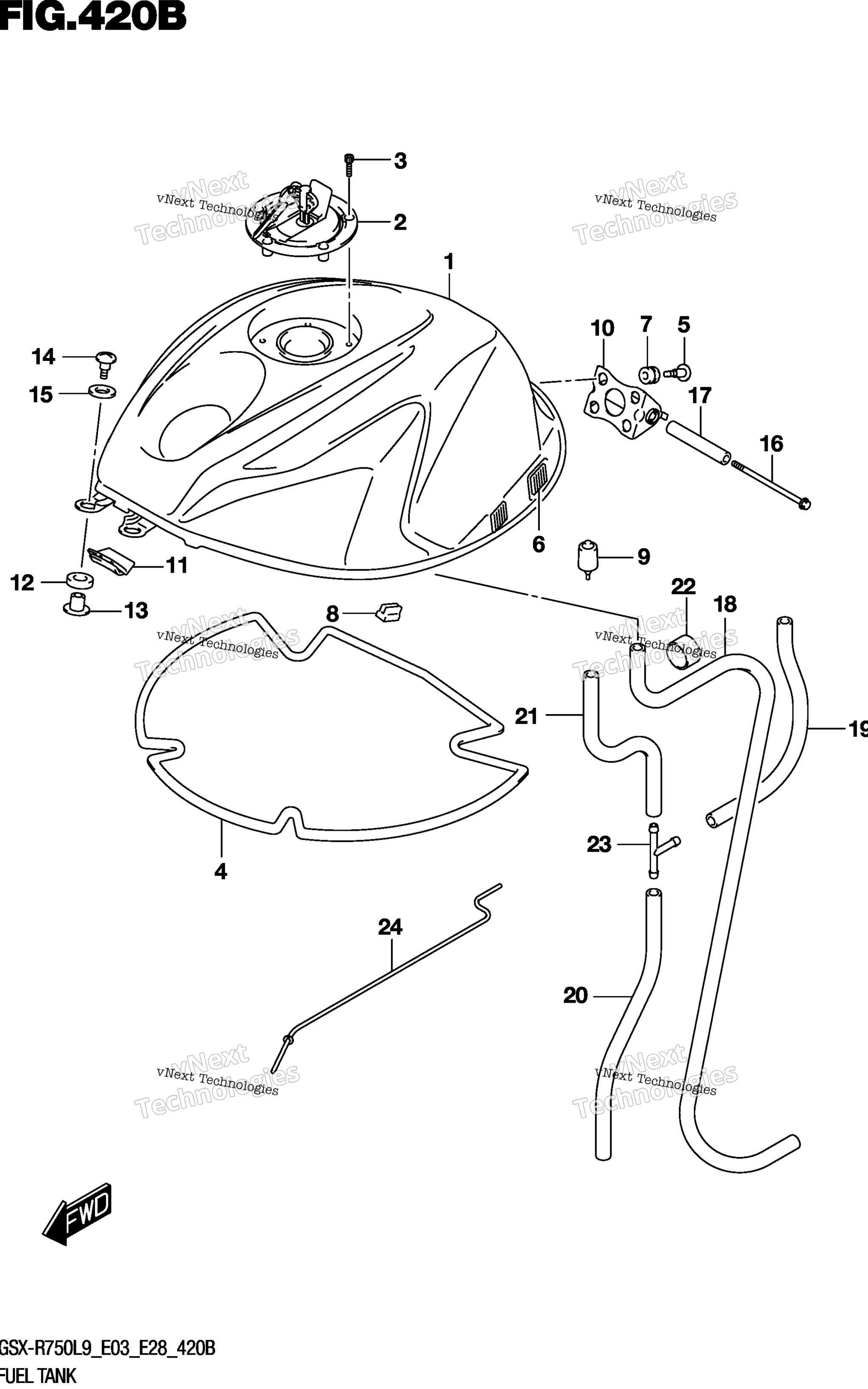 Топливный бак (Gsx-R750l9 E28)