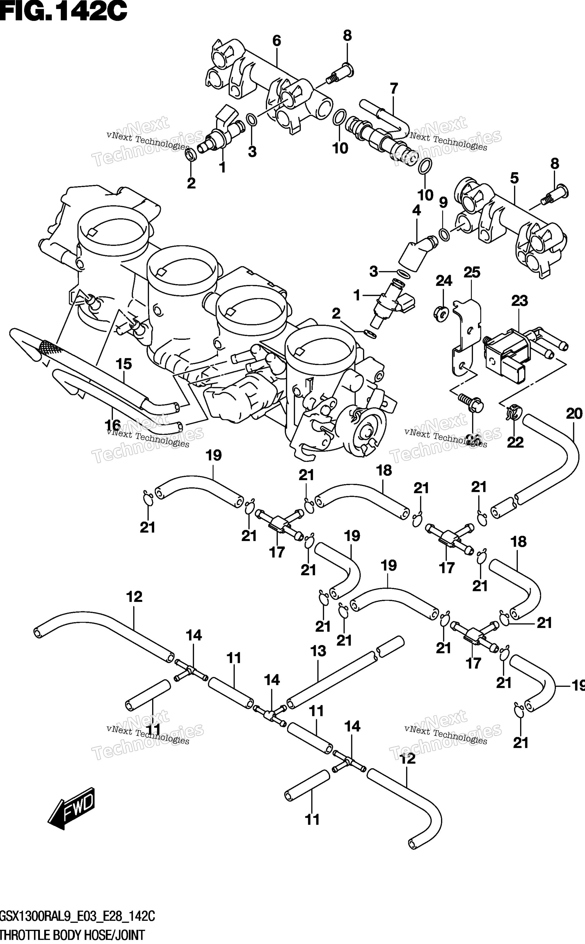 Дроссельный узел Hose/Joint (Gsx1300ral9 E33)