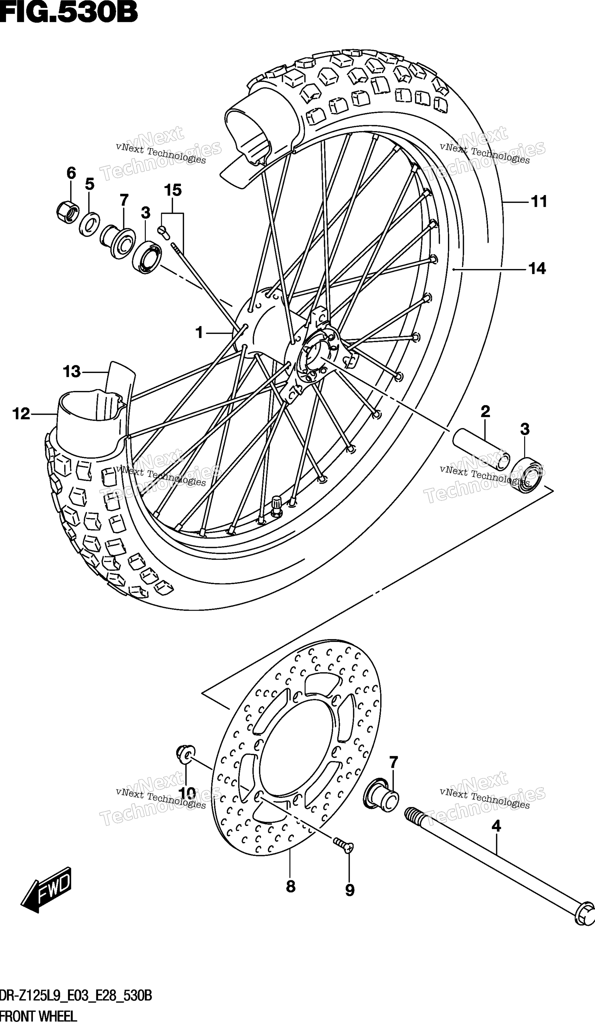 Переднее колесо (Dr-Z125ll9 E03)