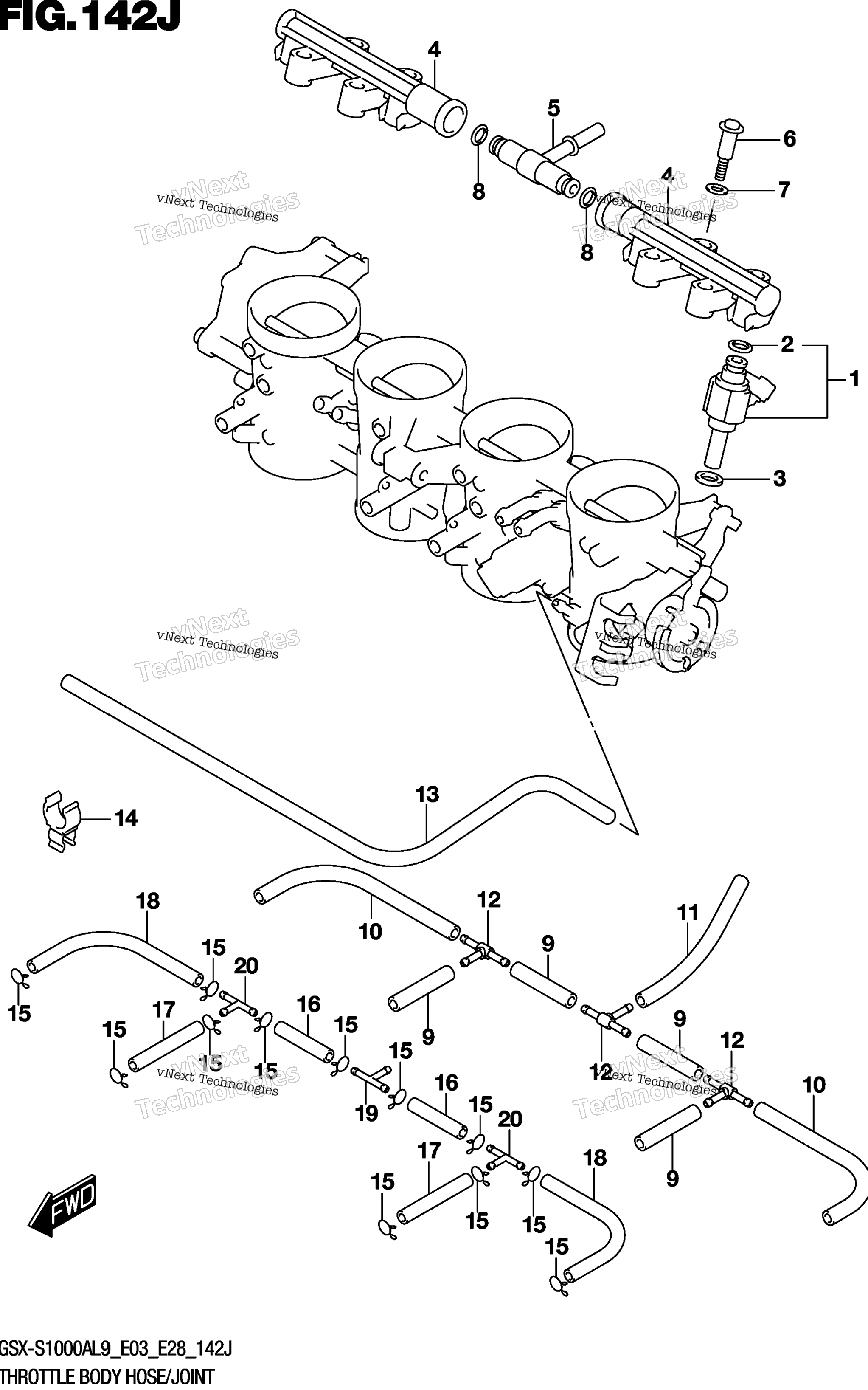 Дроссельный узел Hose/Joint (Gsx-S1000azl9 E33)