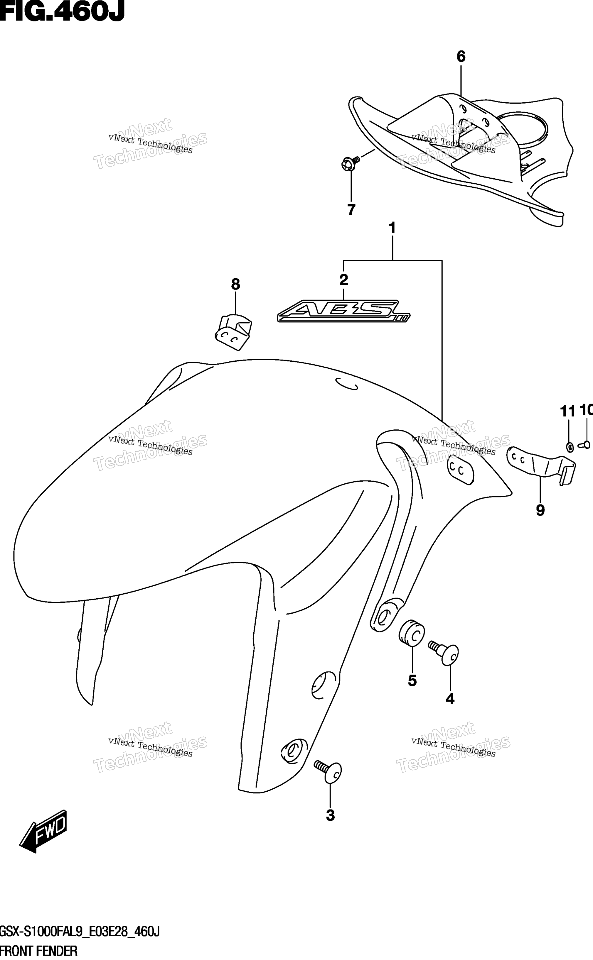 Переднее крыло (Gsx-S1000fzal9 E33)