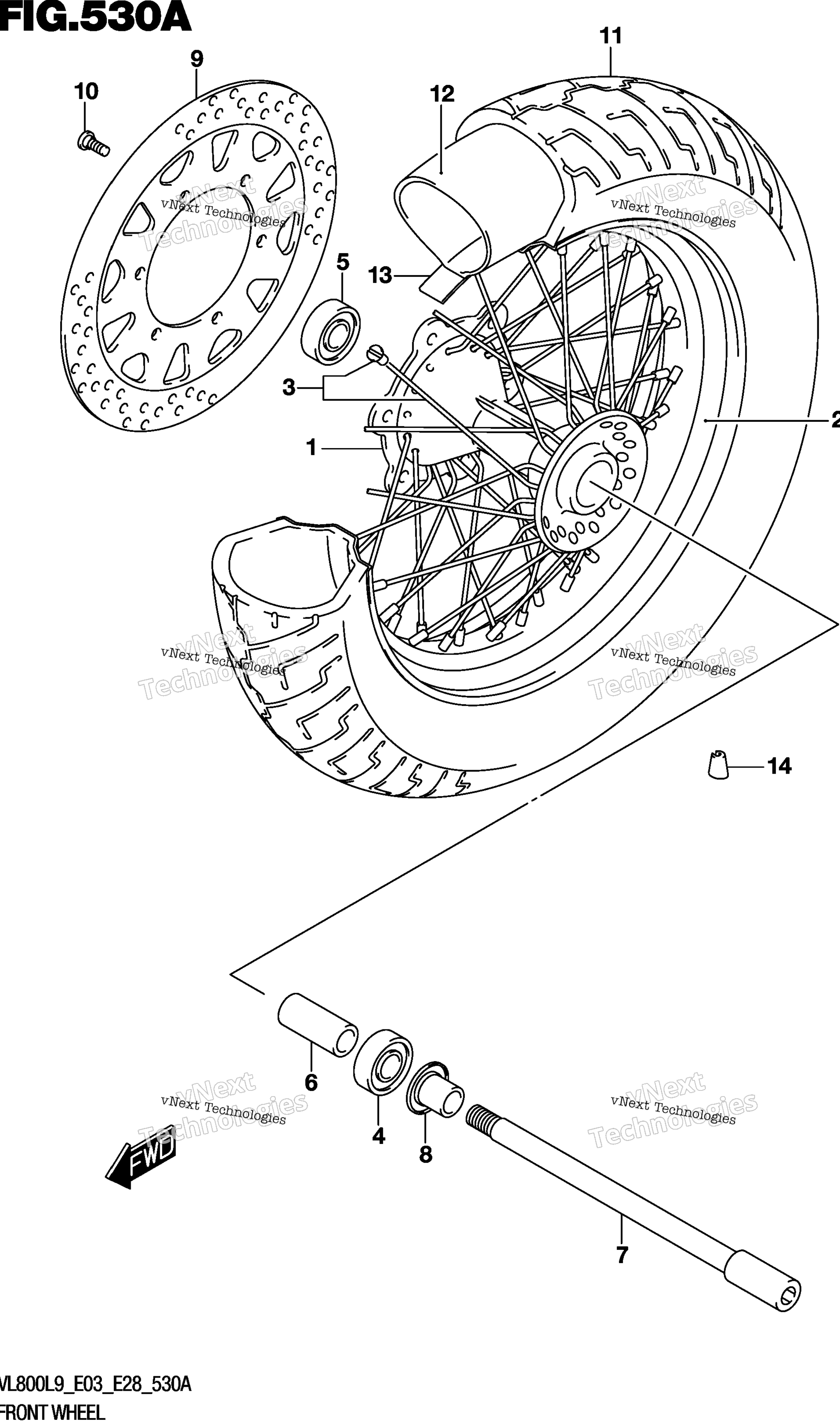 Переднее колесо (Vl800l9 E03)