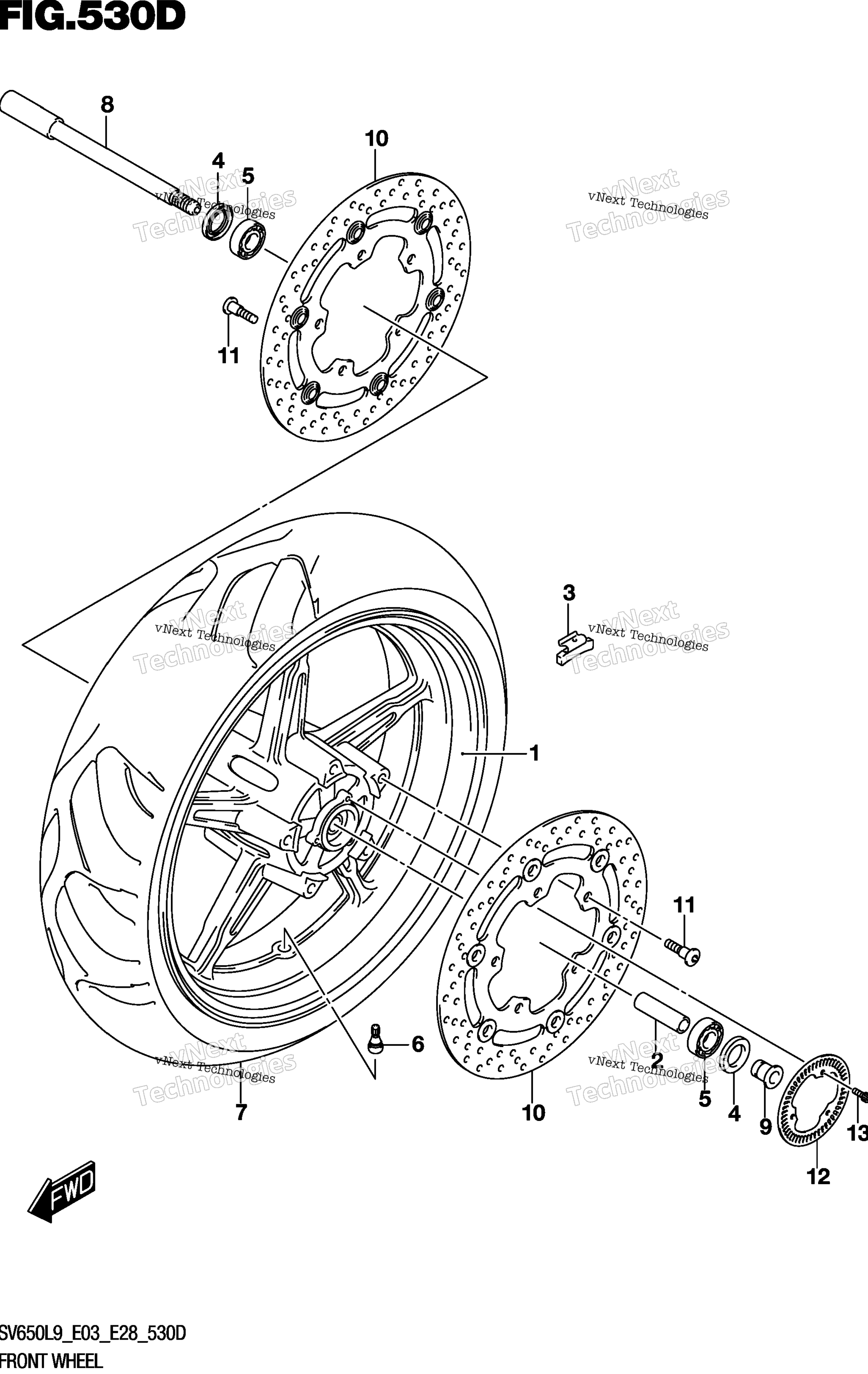 Переднее колесо (Sv650al9 E33)