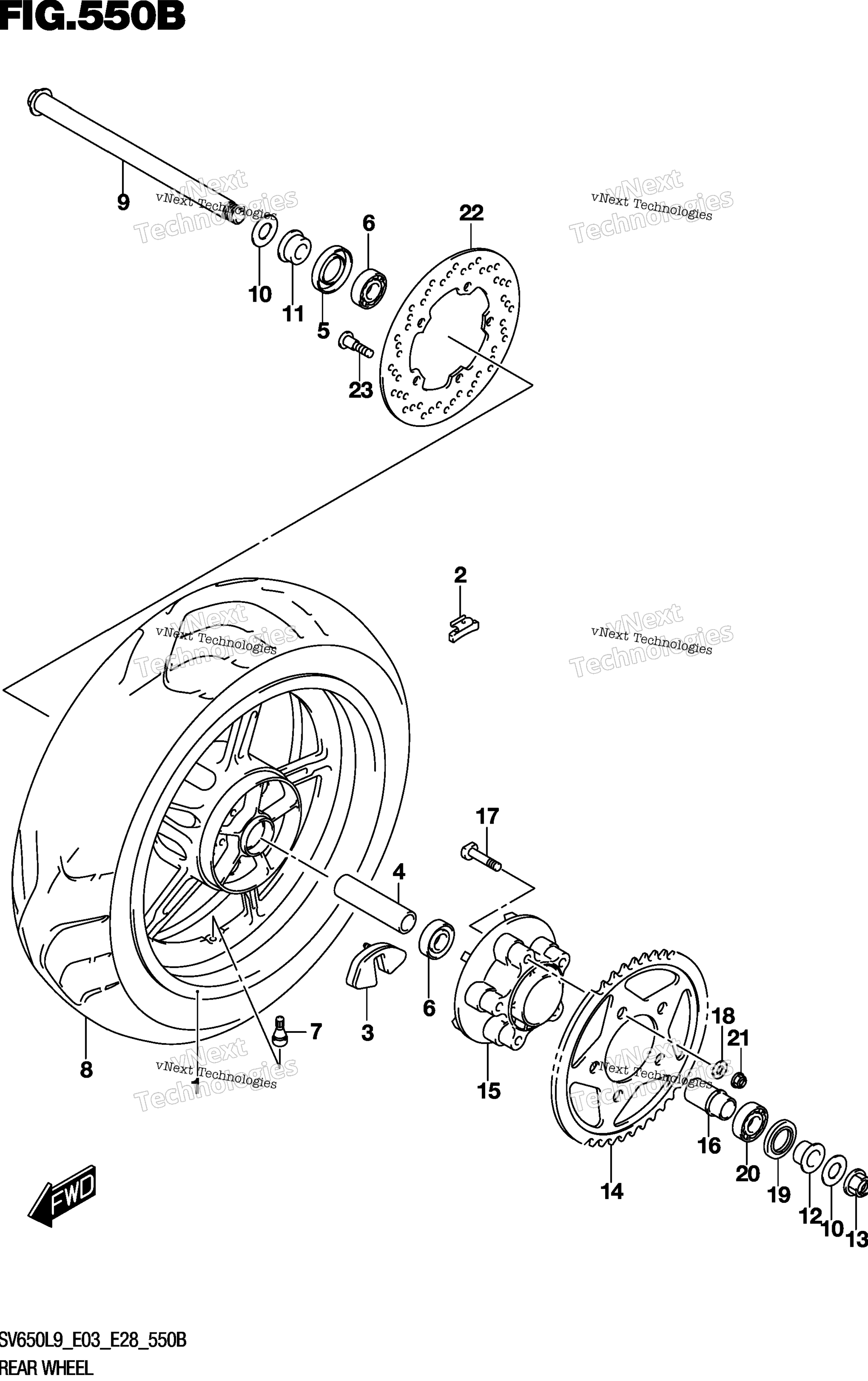 Заднее колесо (Sv650l9 E33)
