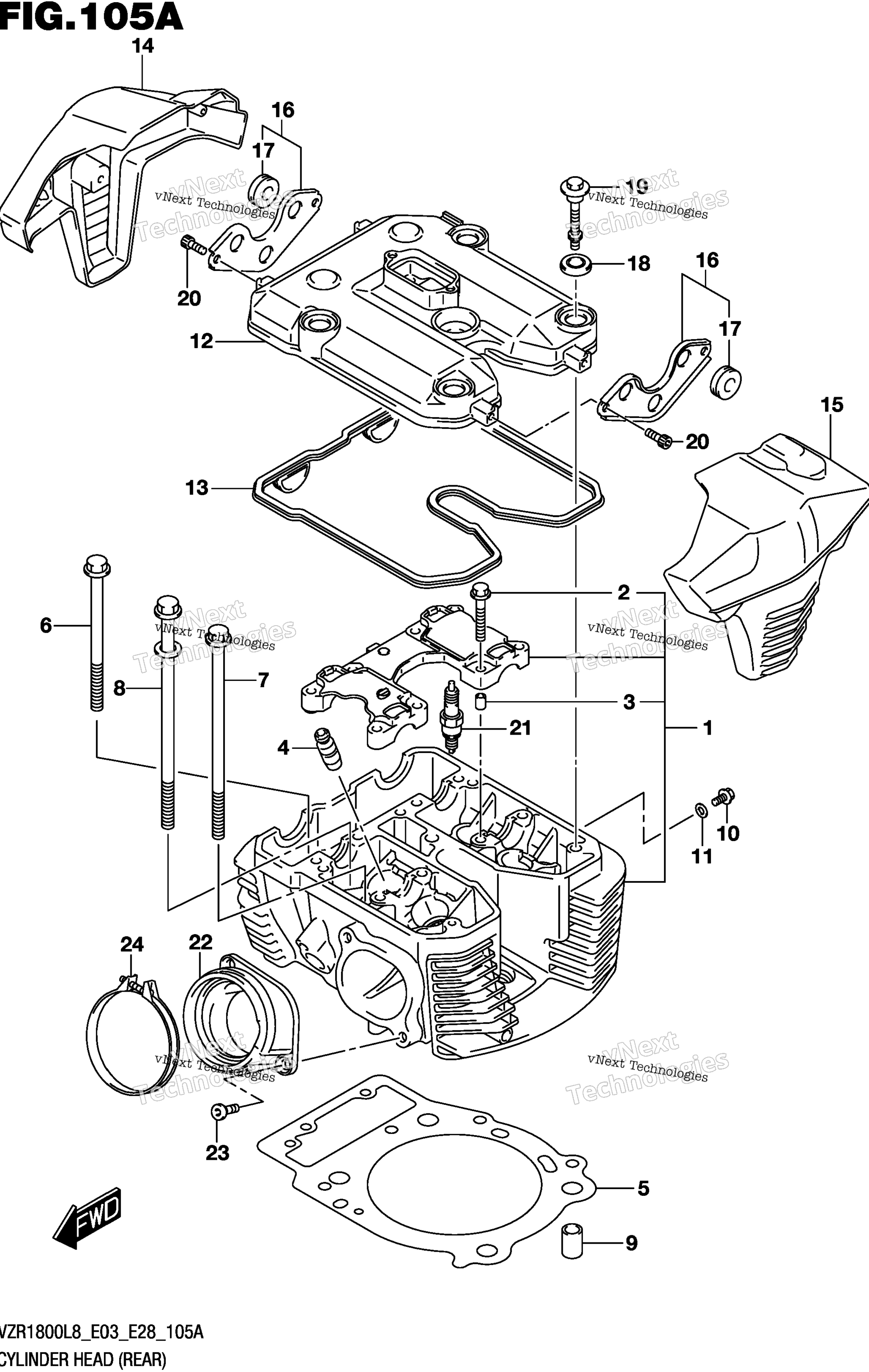 Головка блока цилиндров (Rear) (Vzr1800l8 E28)