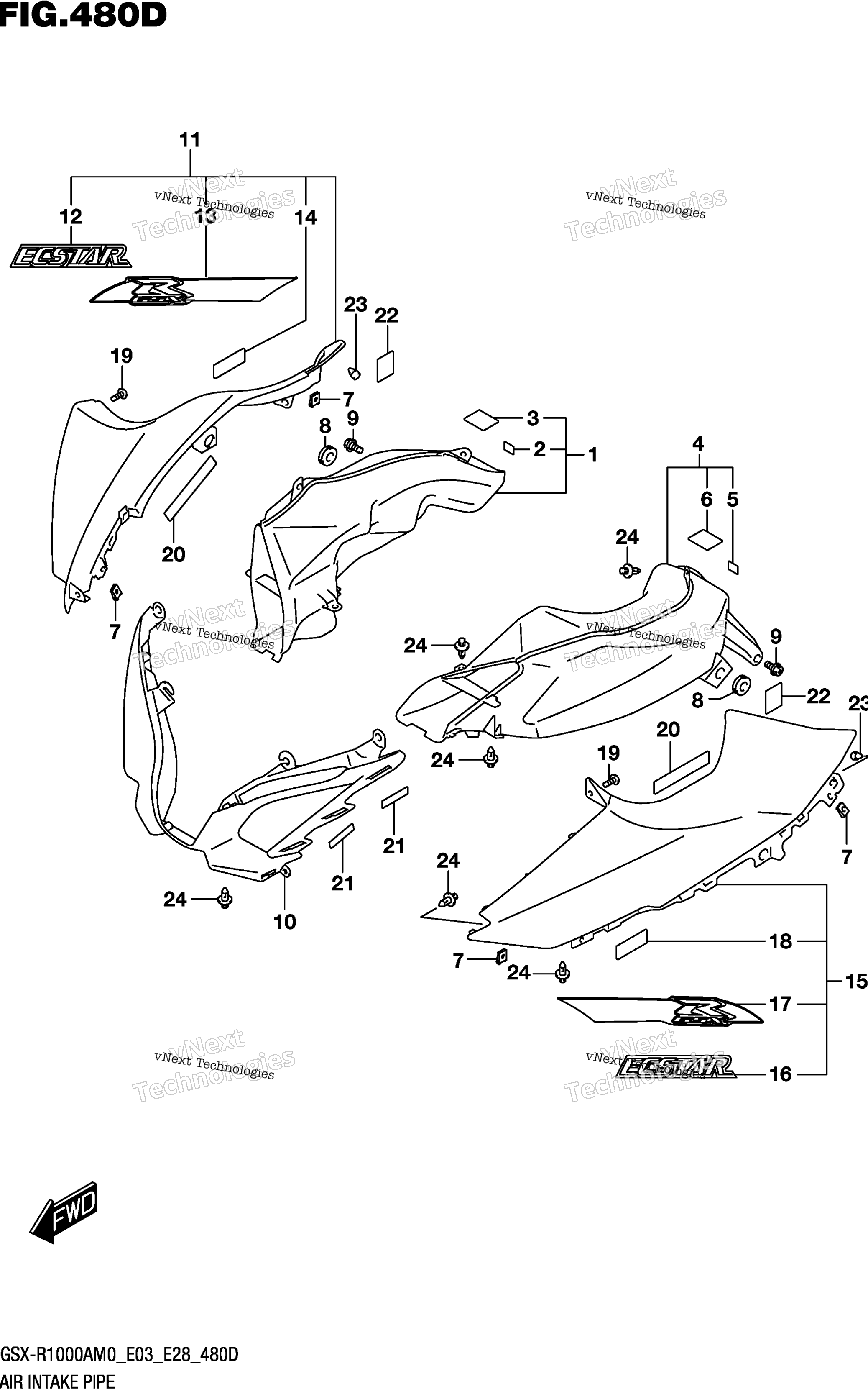 Воздушный впуск трубка (Gsx R1000ra)(See Note 1) 480D