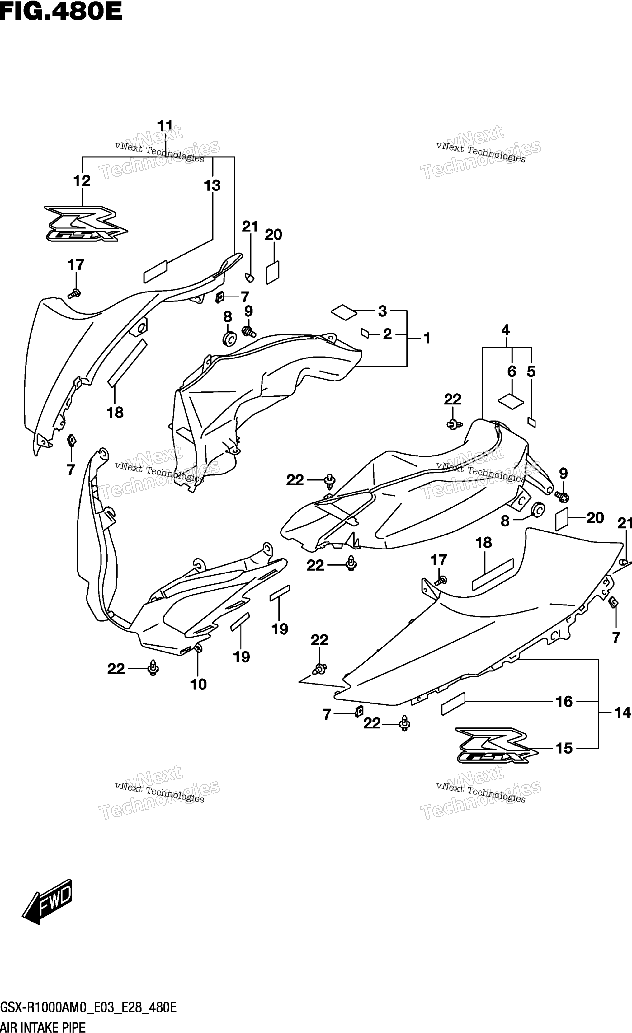 Воздушный впуск трубка (Gsx R1000ra)(See Note 1) 480E