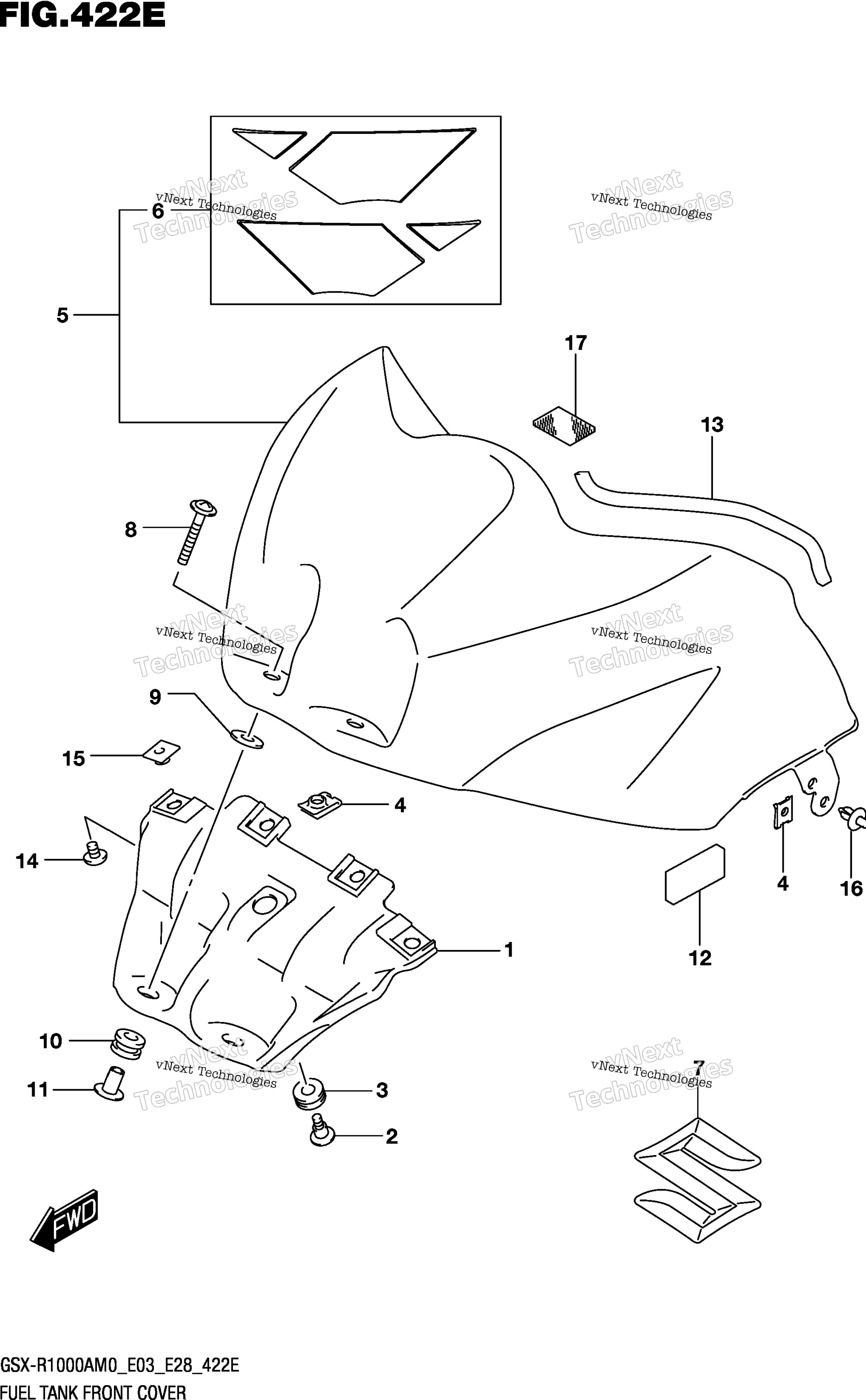 Топливный бак Front Cover (Gsx-R1000rza)