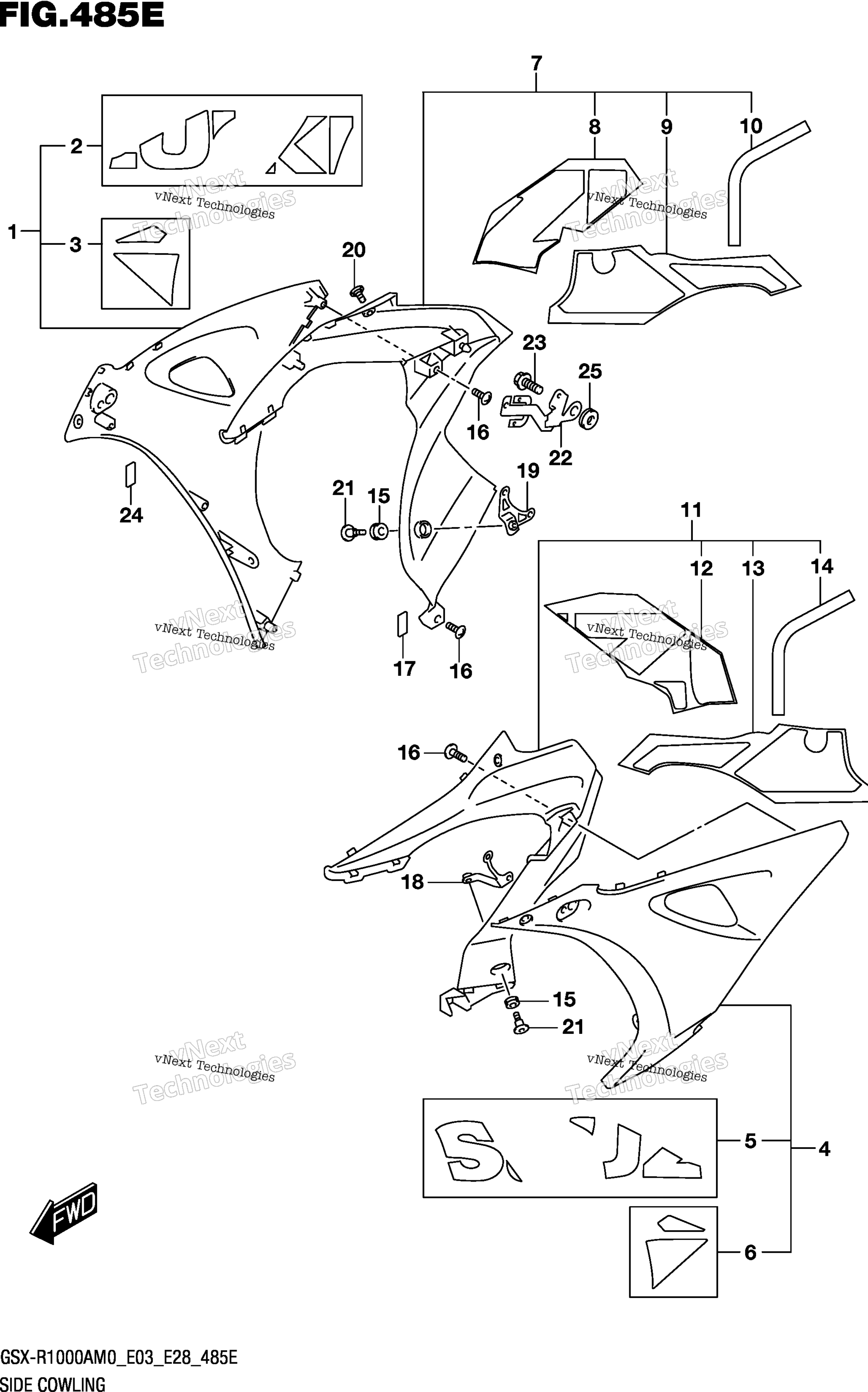 Боковой обтекатель (Gsx-R1000ra)(See Note 1) 485E