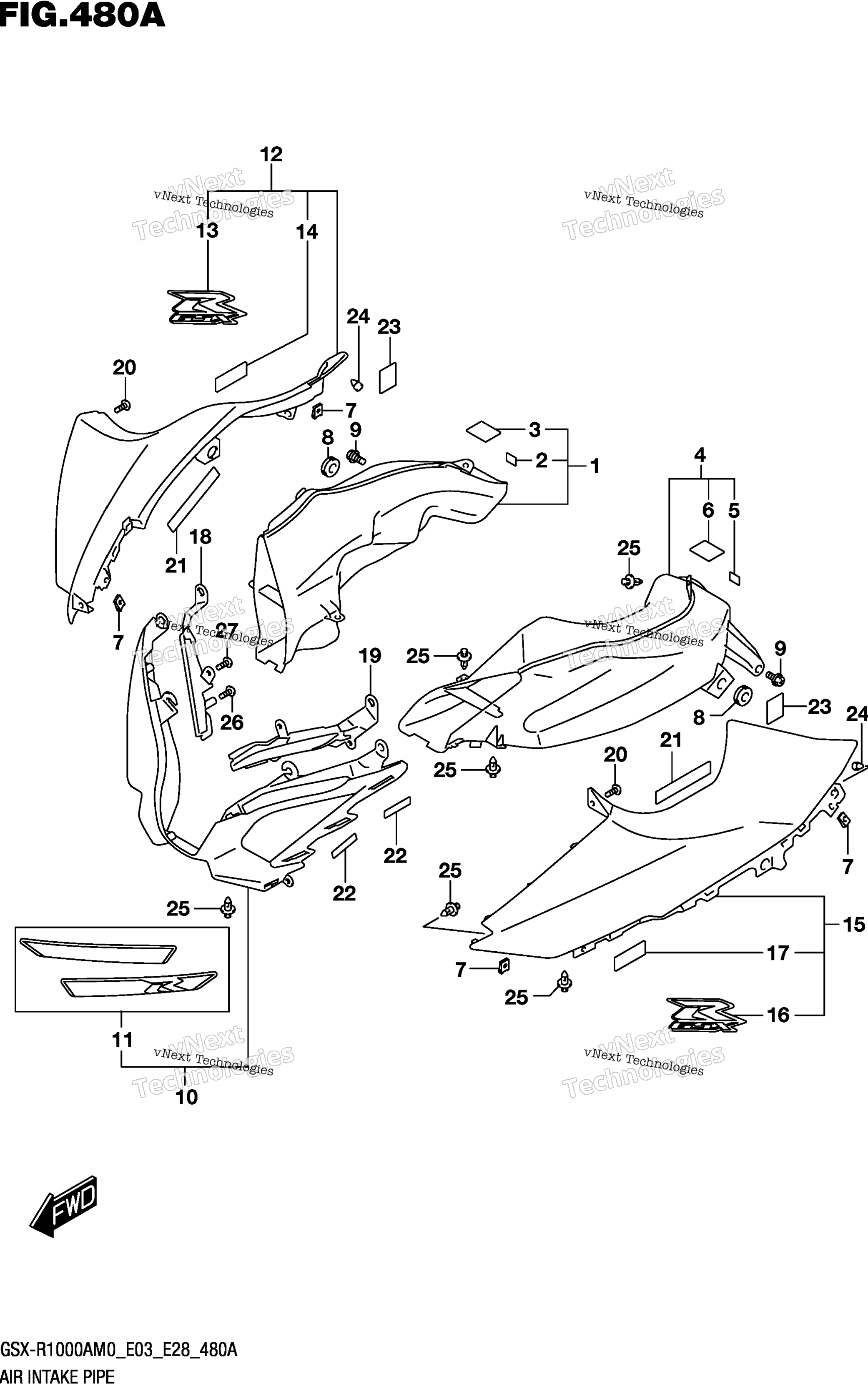 Воздушный впуск трубка (Gsx R1000a)