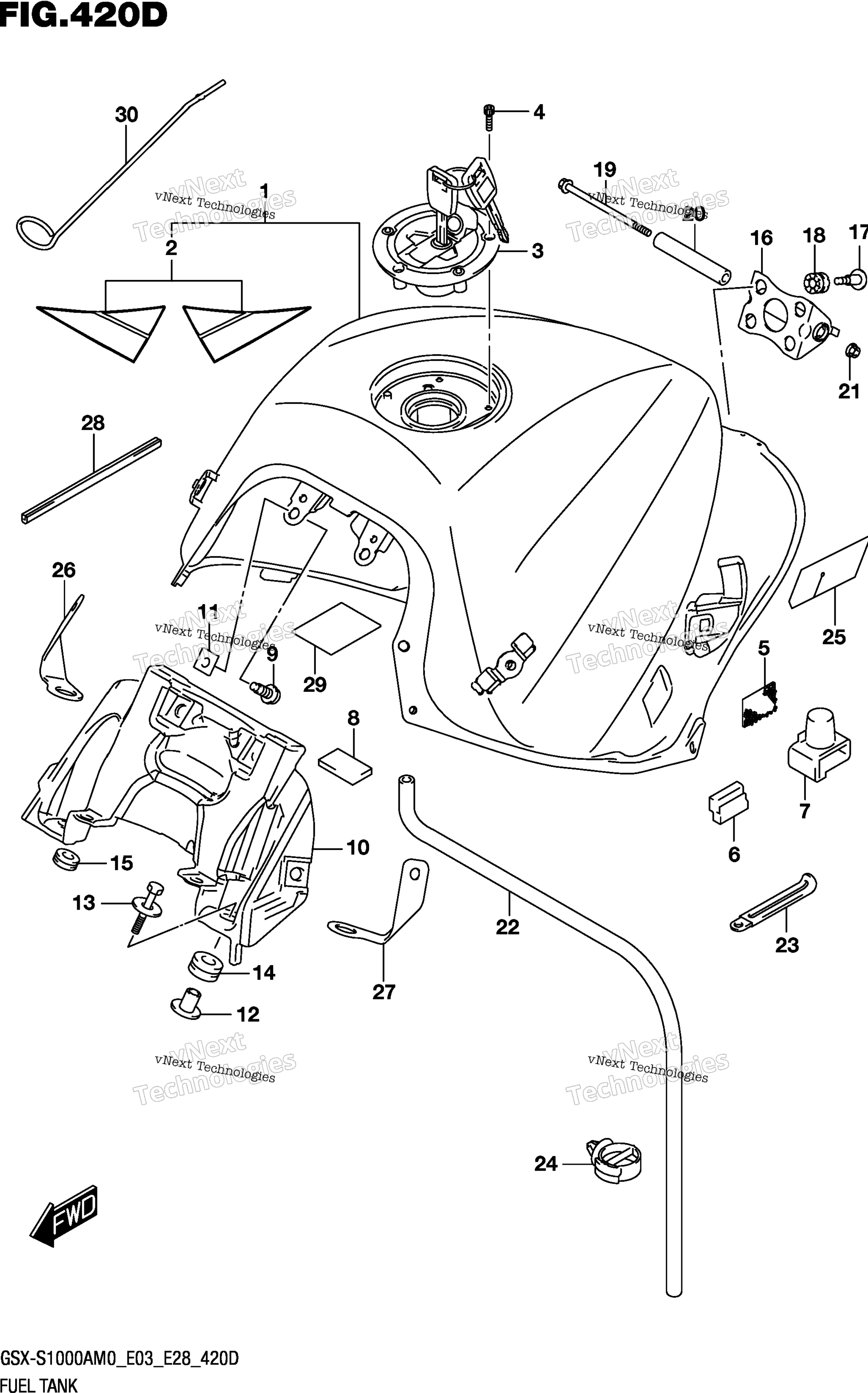 Топливный бак (Gsx-S1000za) 420D