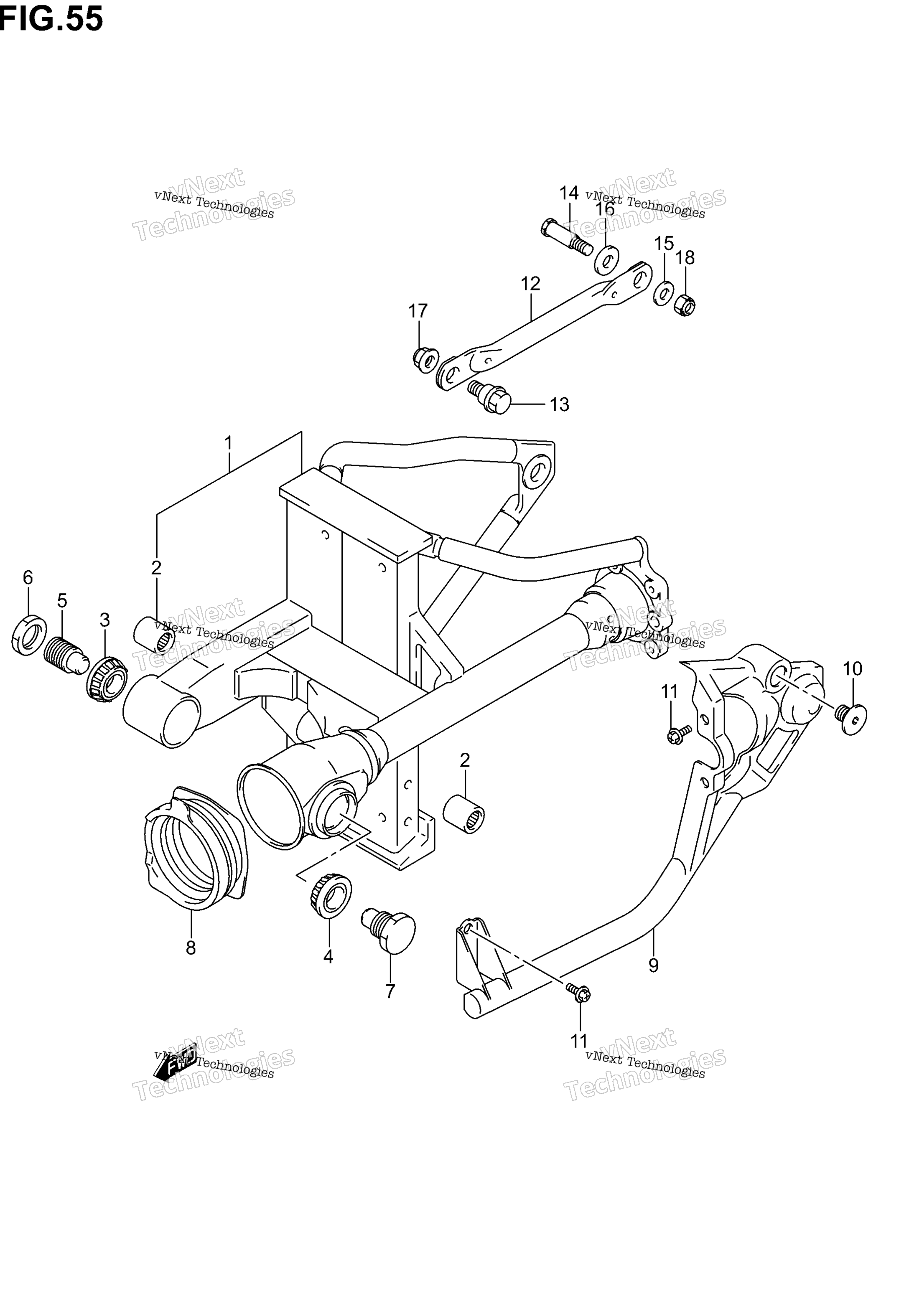 задний Swinging Arm (Model K1 / K2)