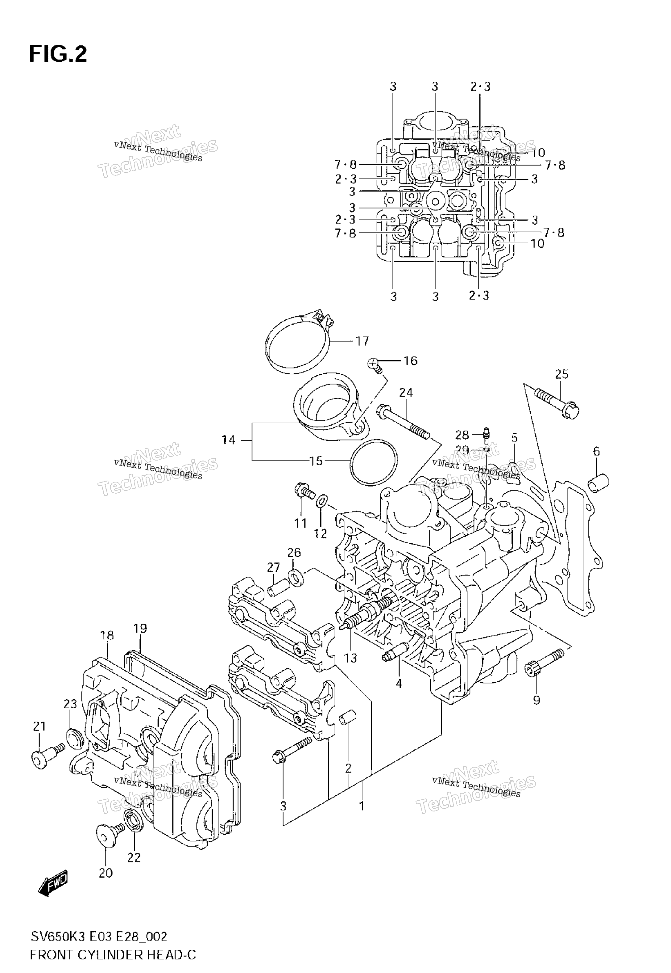 Передняя часть Cylinder Head (Model K3/K4/K5/K6)