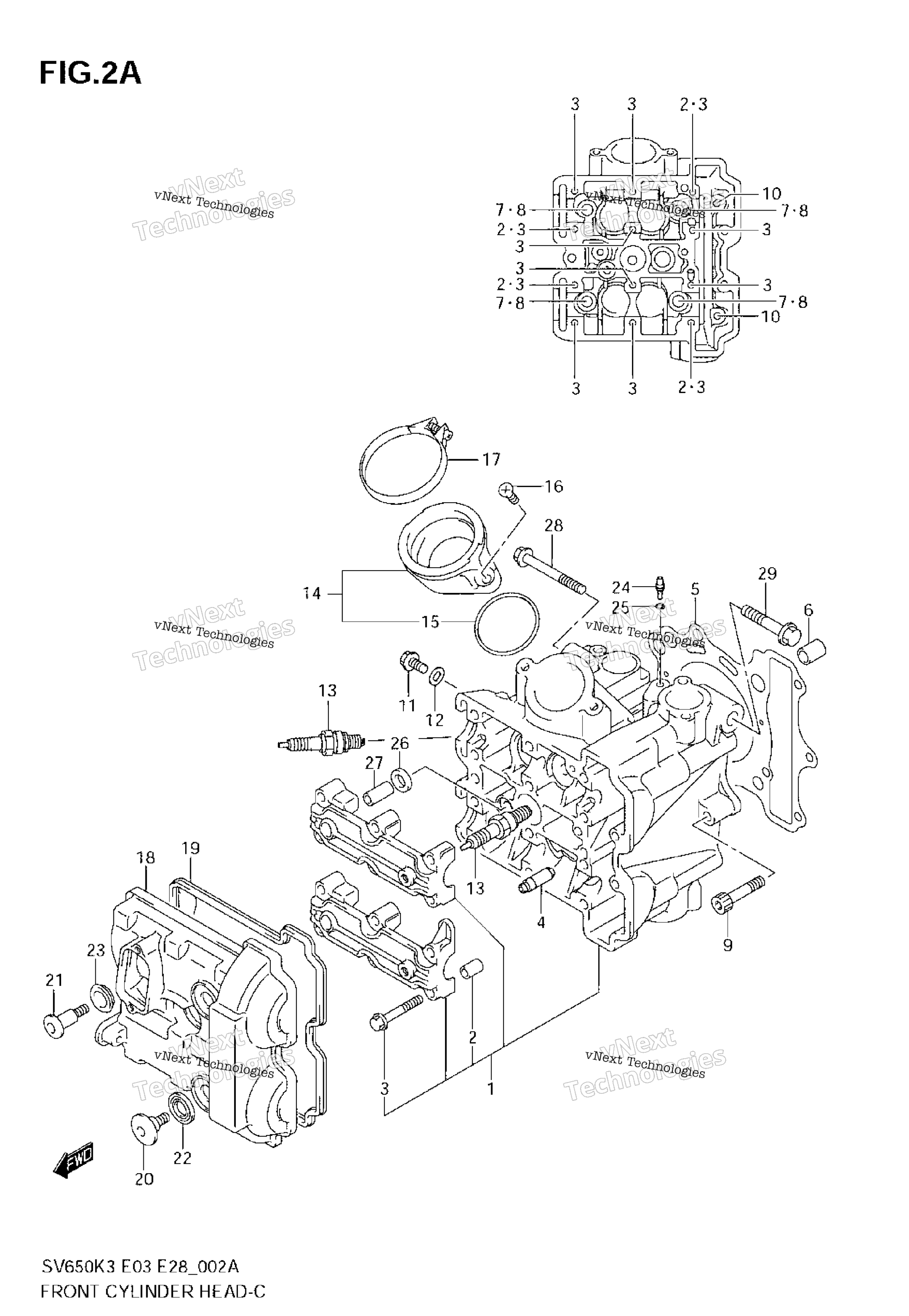 Передняя часть Cylinder Head (Model K7)