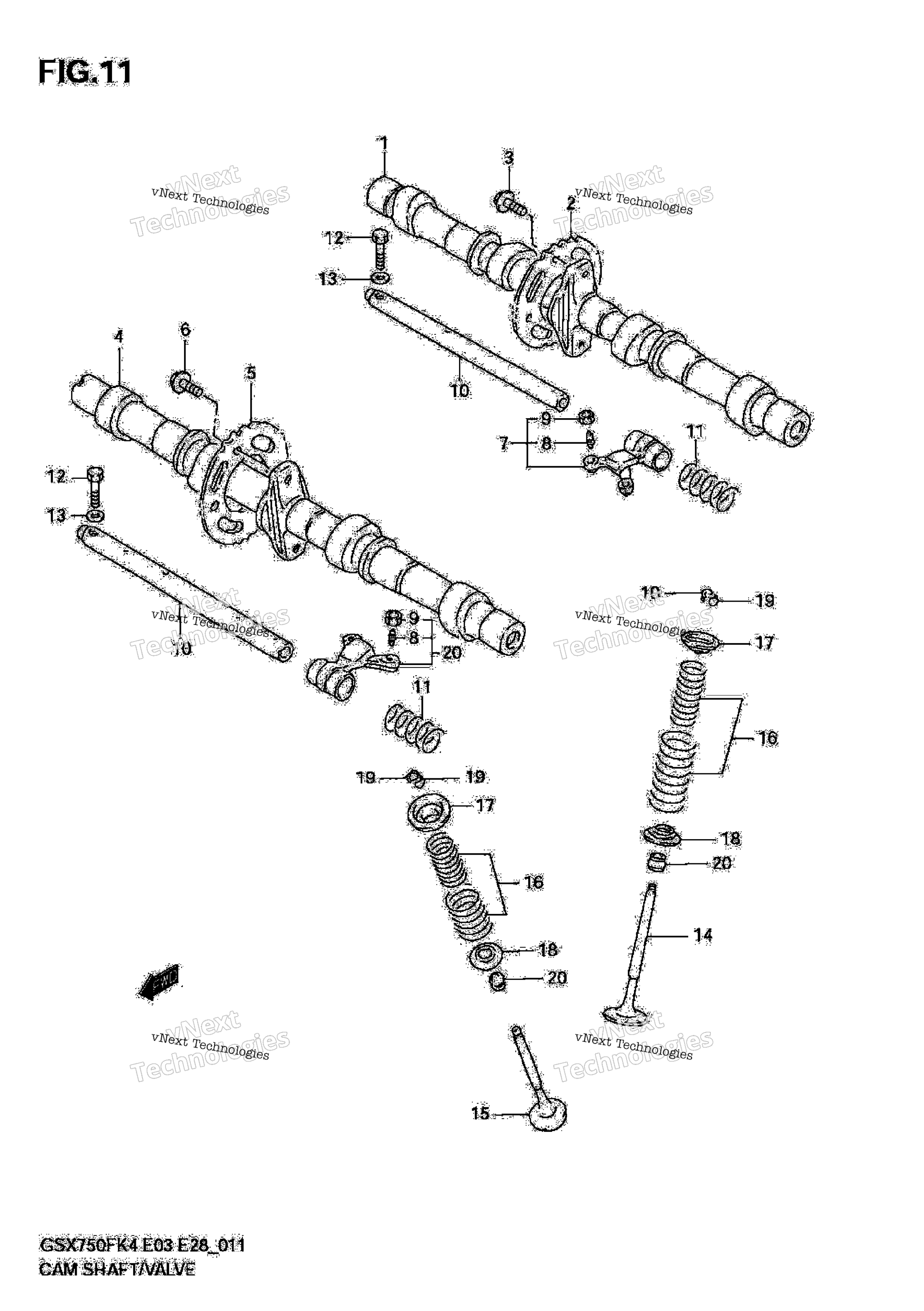 кулачок Shaft клапан