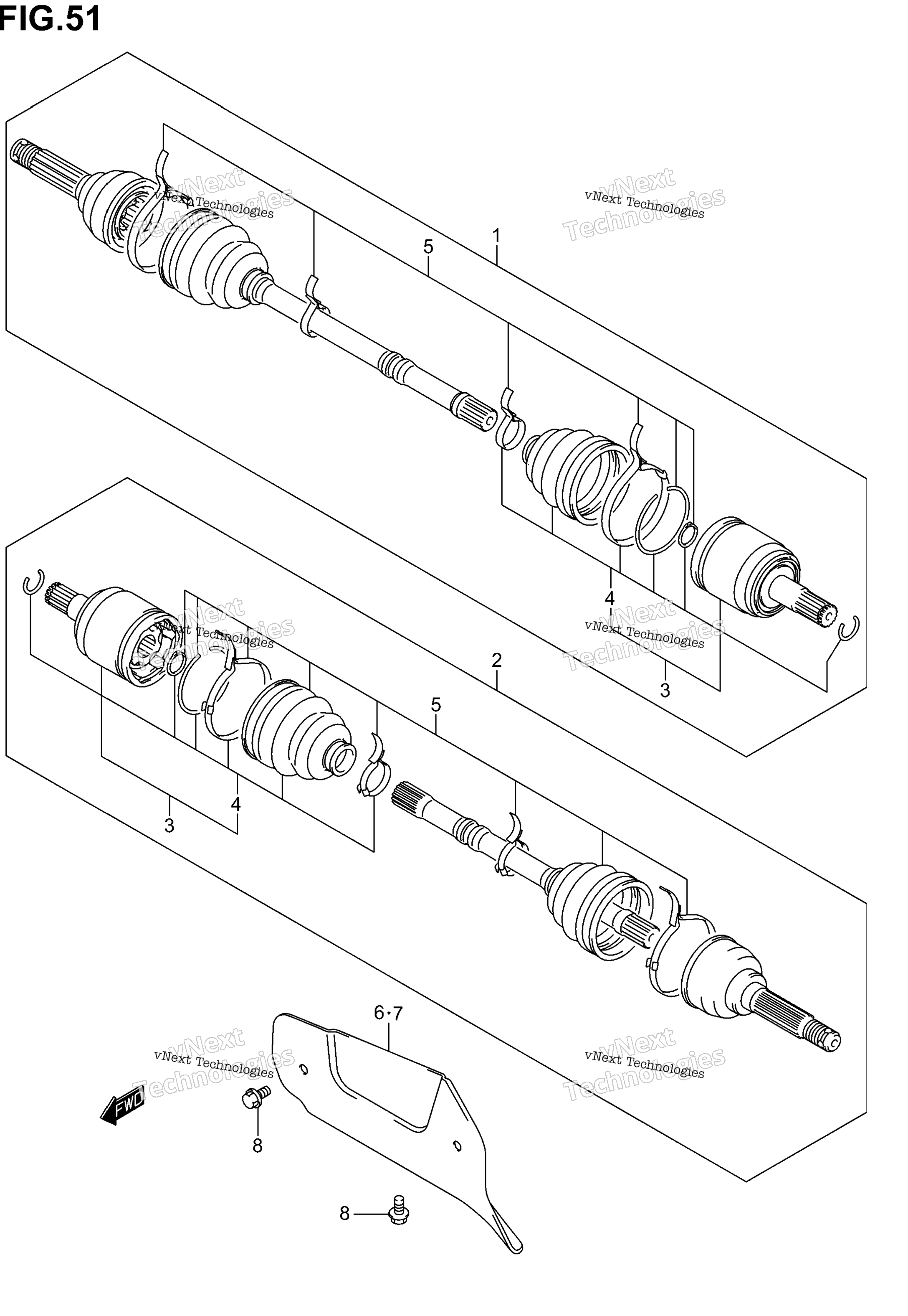 Передняя часть Drive Shaft (Model K3/K4)