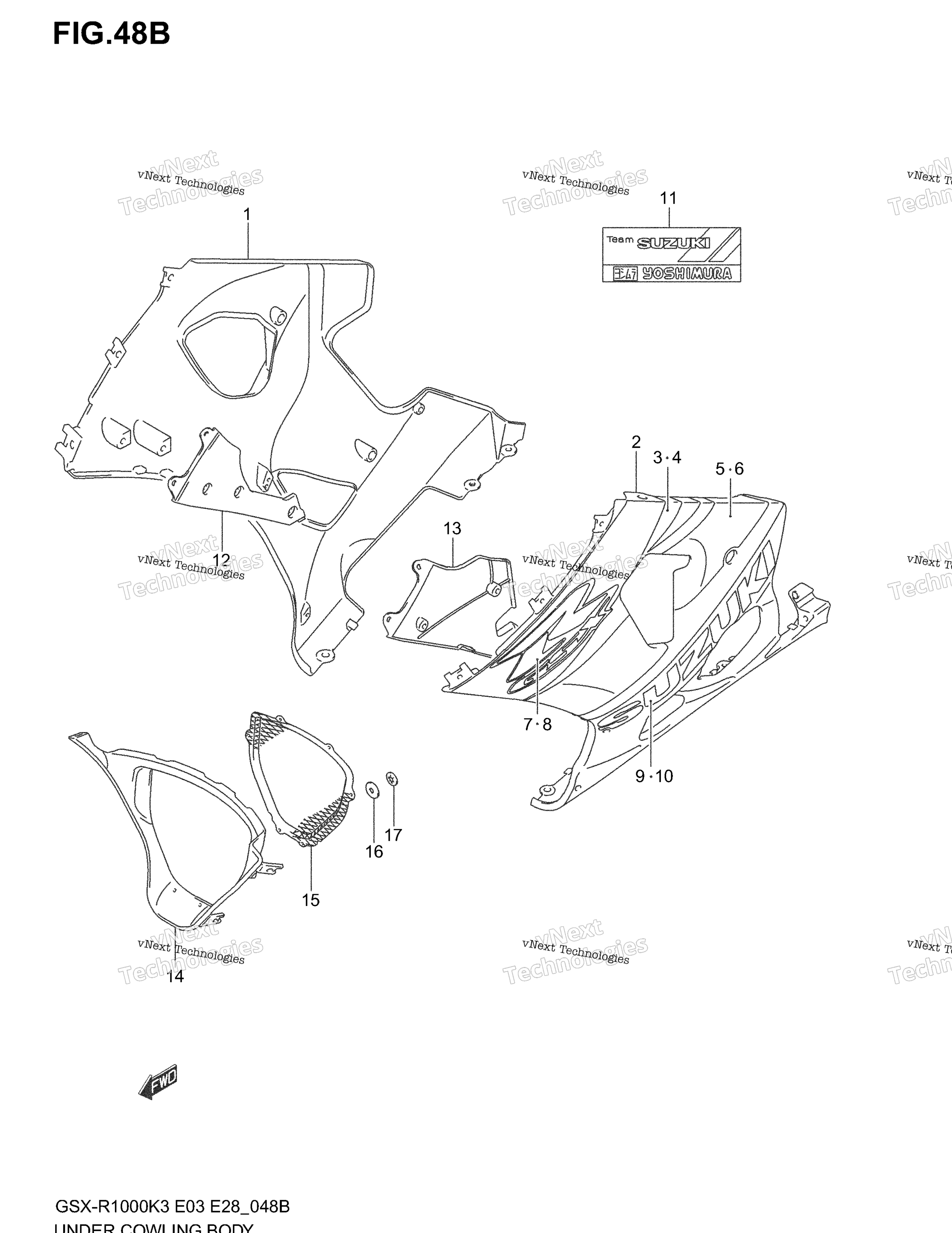 Нижний обтекатель (Gsx-R1000zk4 E3,E33)