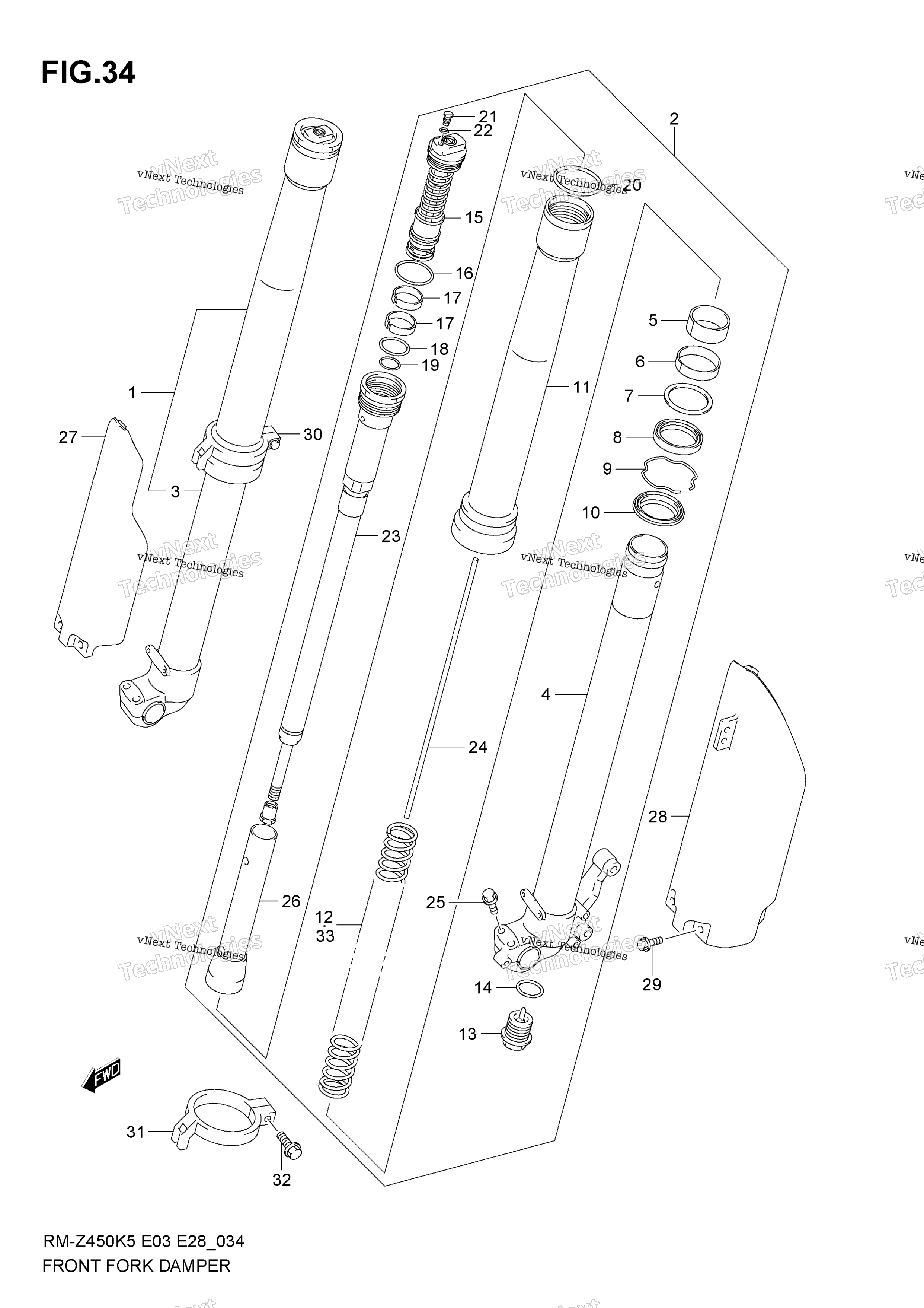 Передний амортизатор (Model K5)