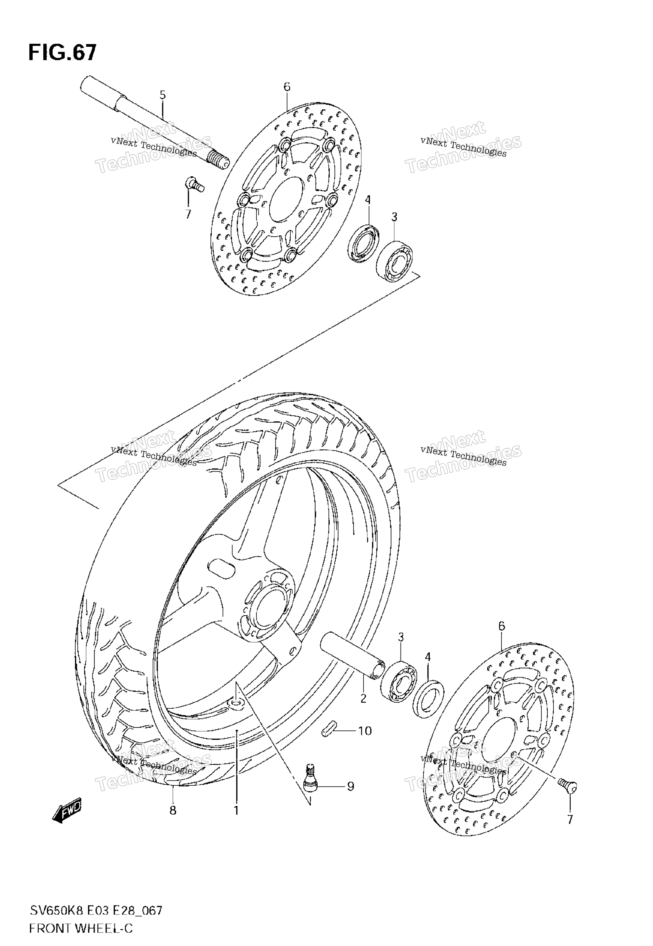 Переднее колесо (Sv650k8/Sk8)