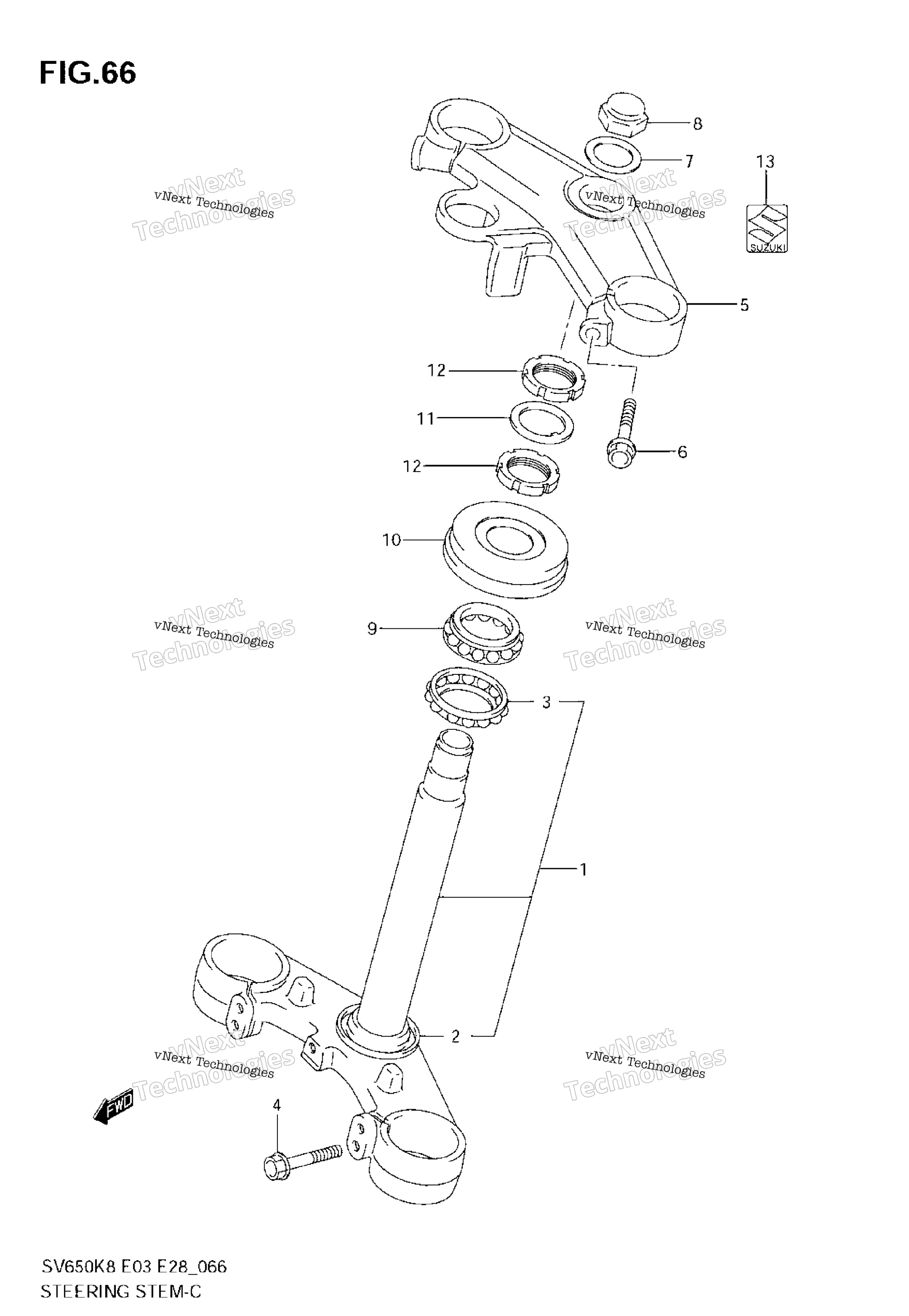 Рулевая колонка (Sv650sk8/Sak8)