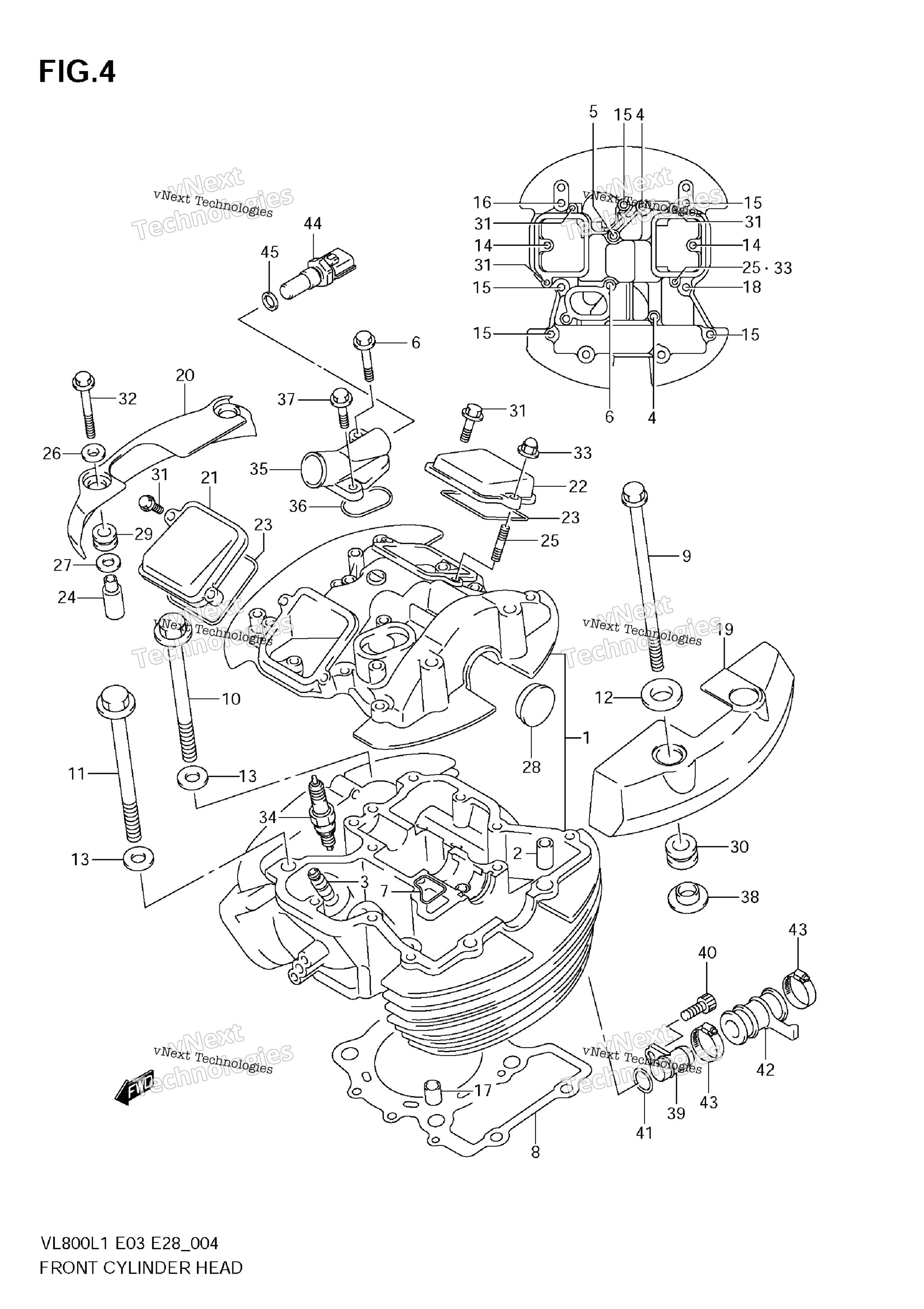 Передняя часть Cylinder Head (Vl800 E33)