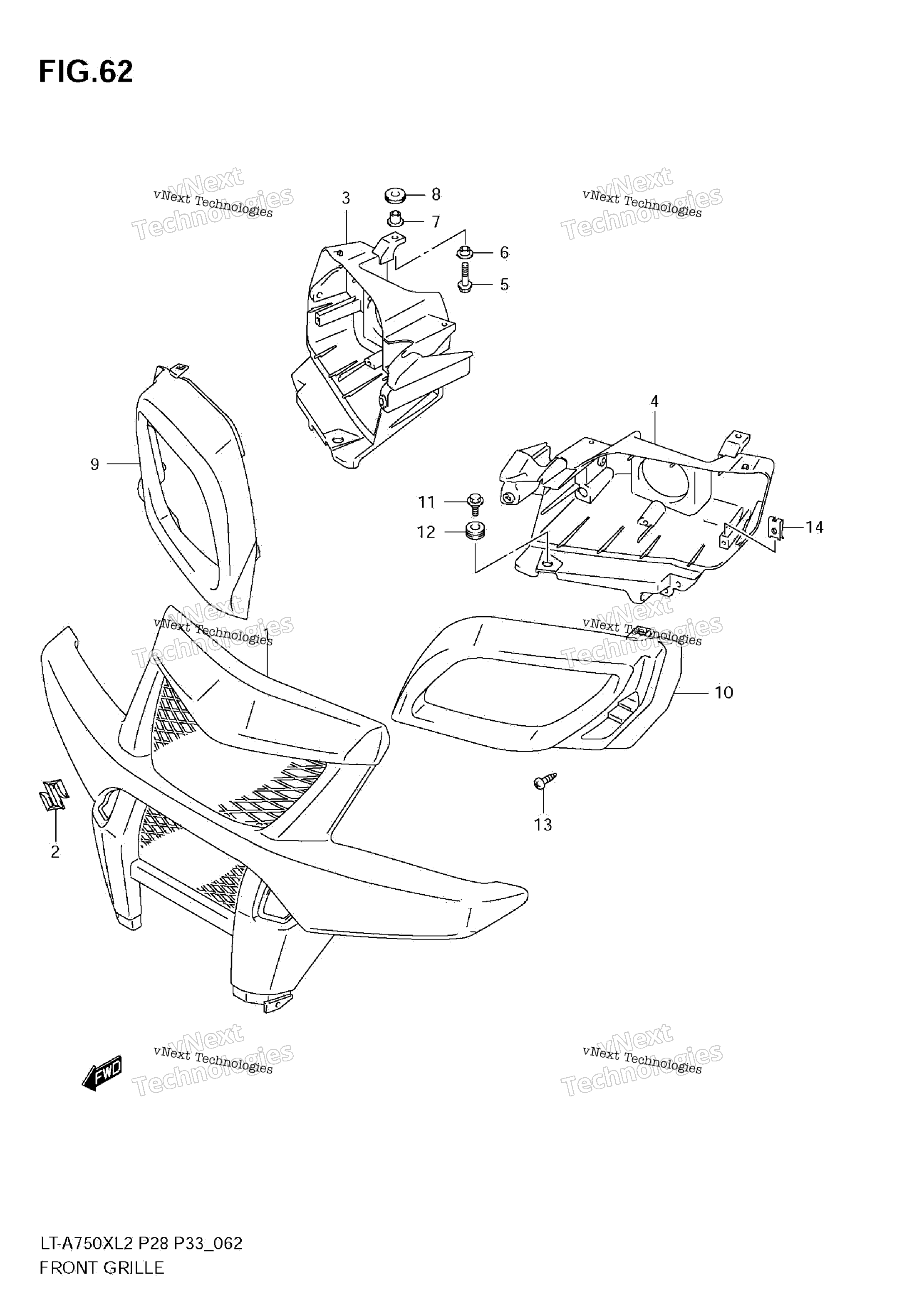 Передняя решётка (Lt-A750xz L2 E33)