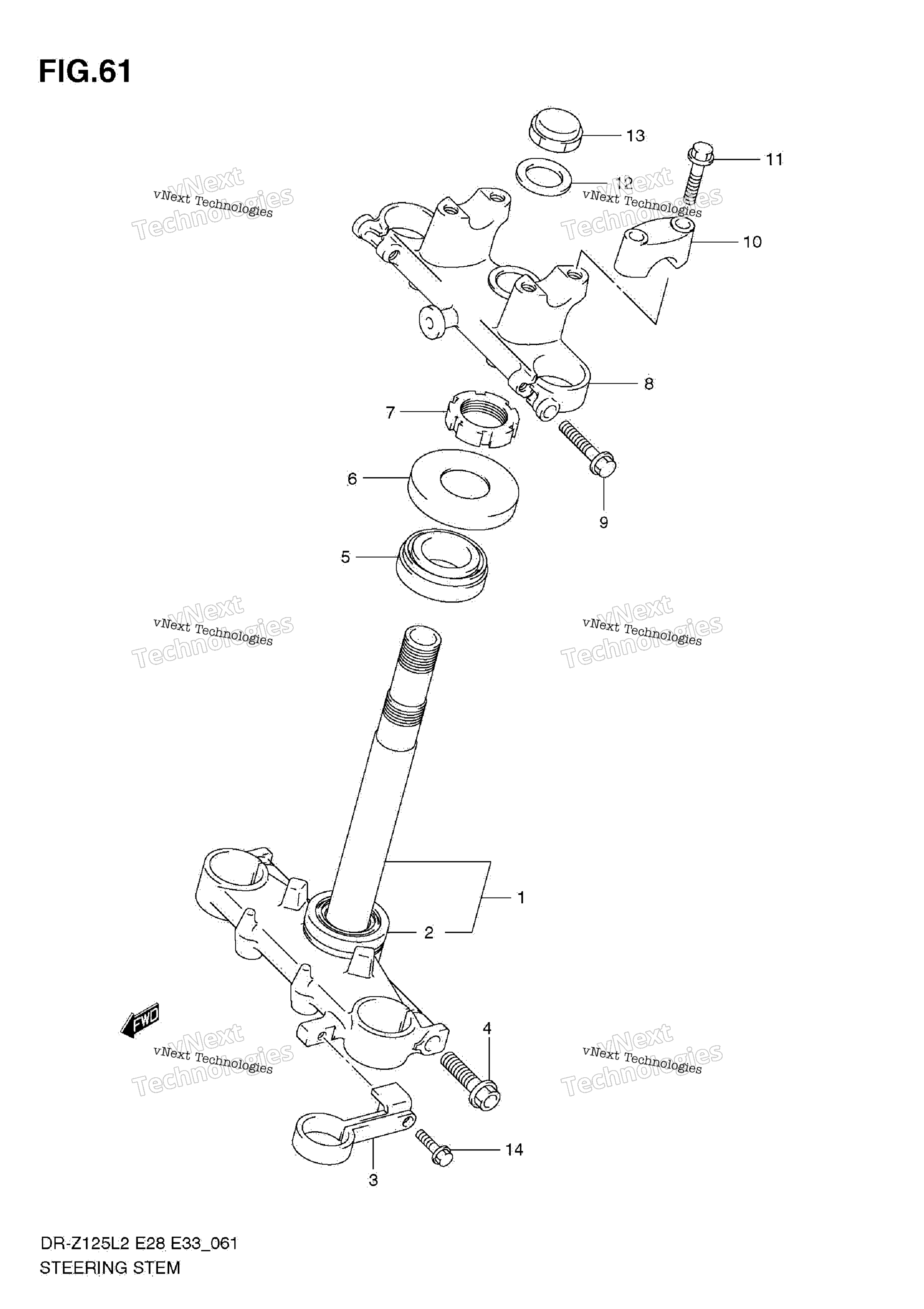 Рулевая колонка (Dr-Z125l E33)