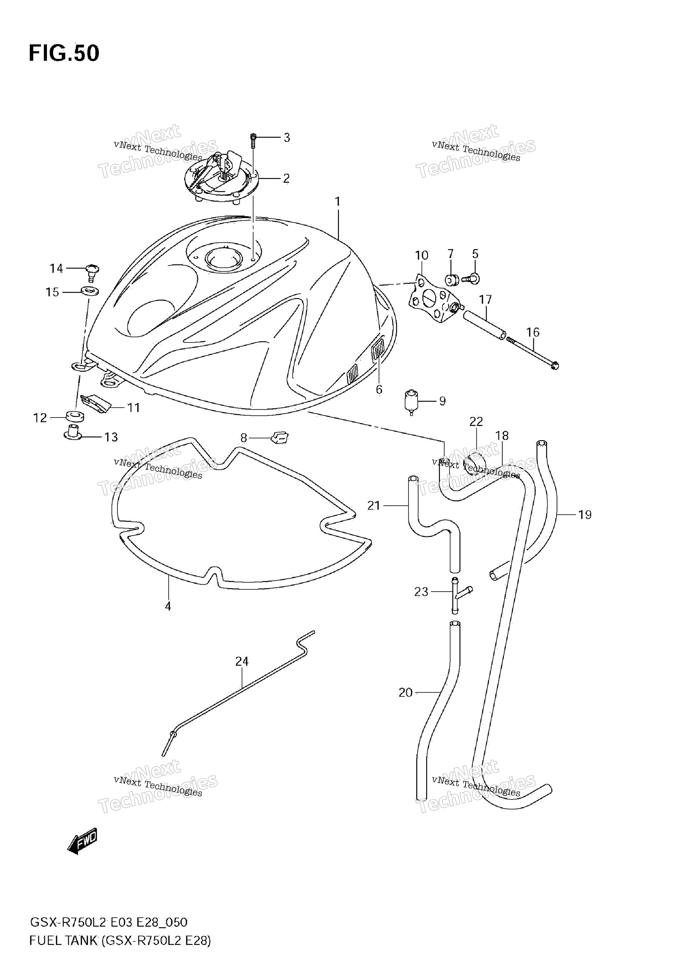 Топливный бак (Gsx-R750 L2 E28)