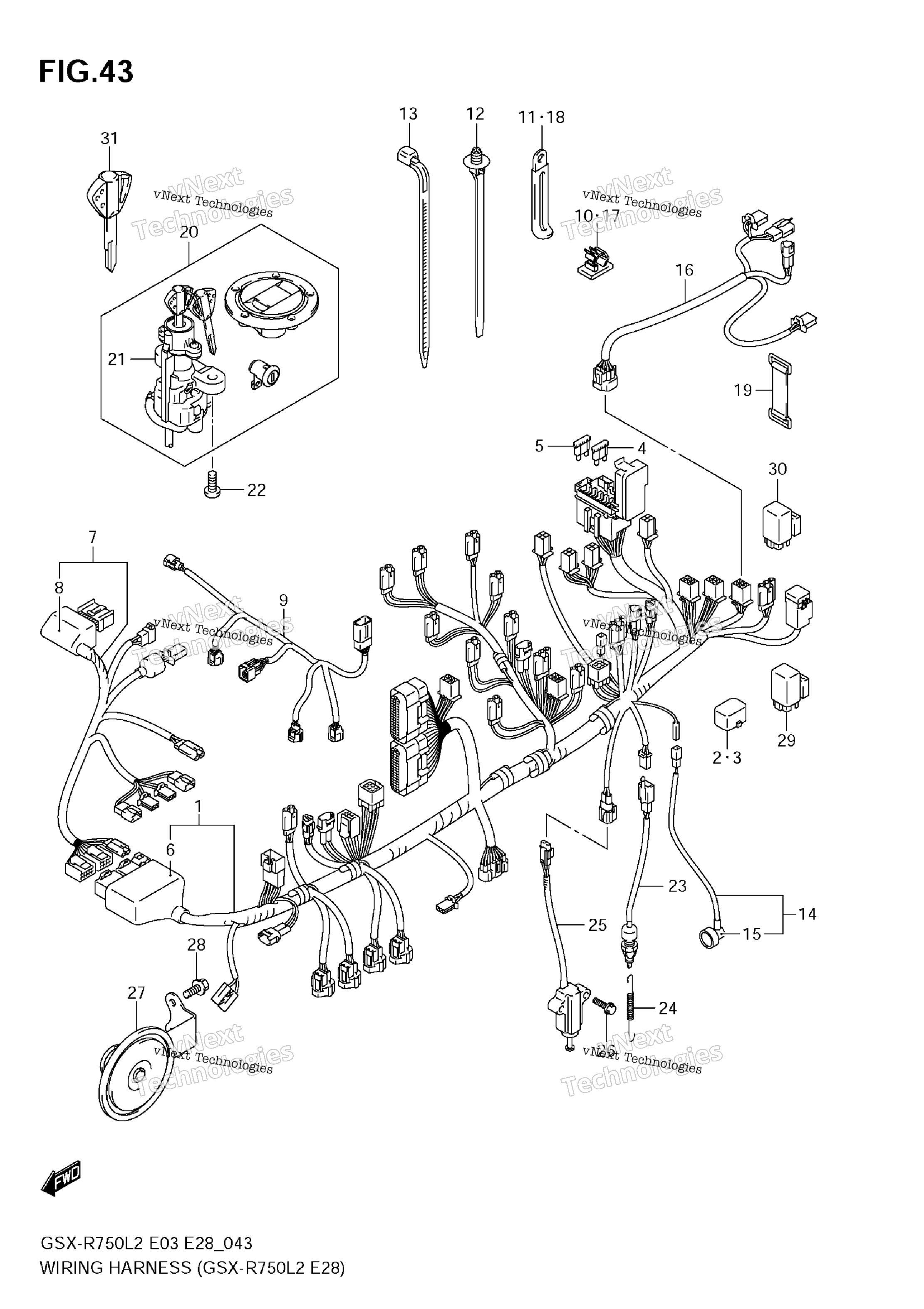 Жгут проводов (Gsx-R750 L2 E28)
