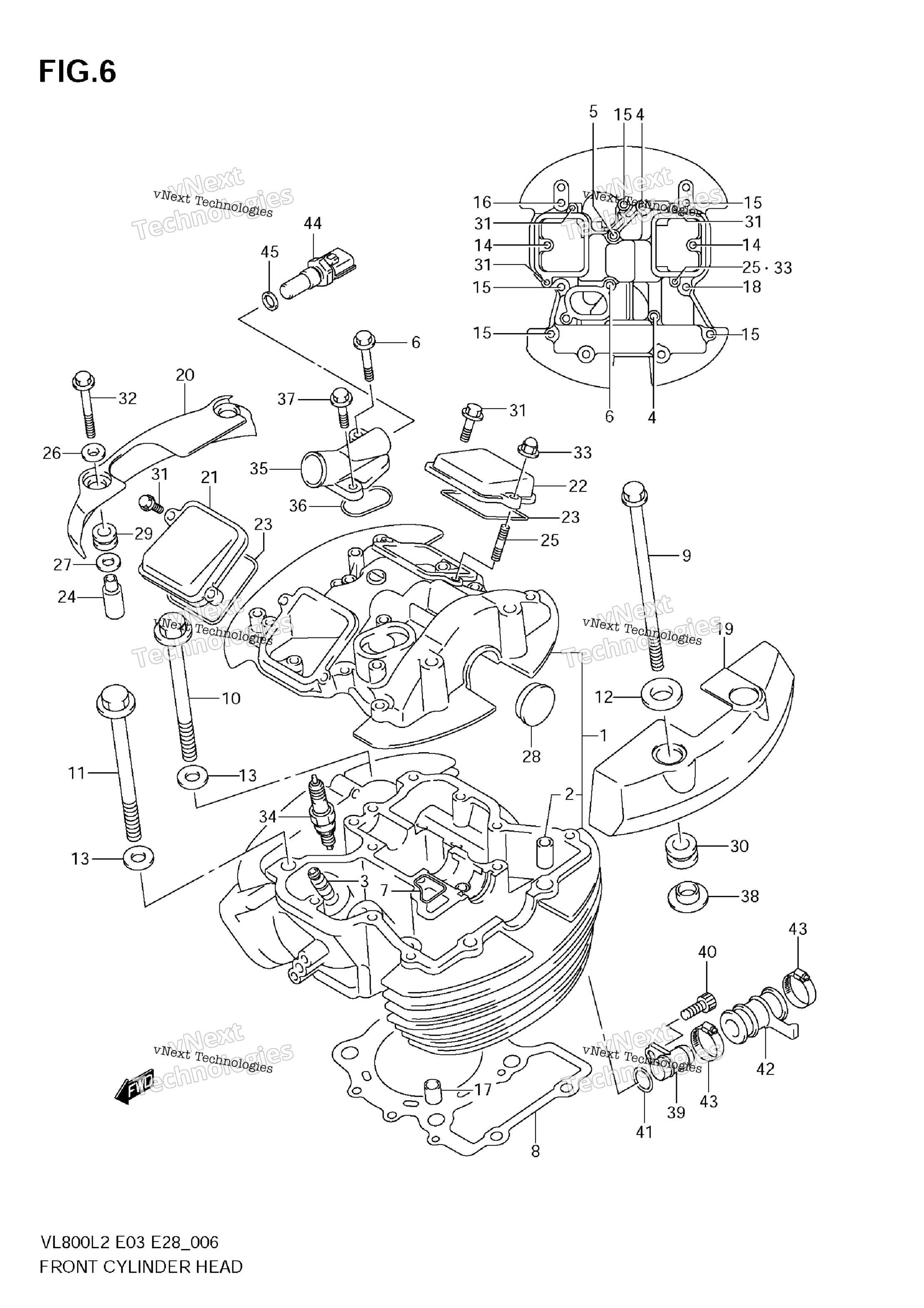 Передняя часть Cylinder Head (Vl800c E28)