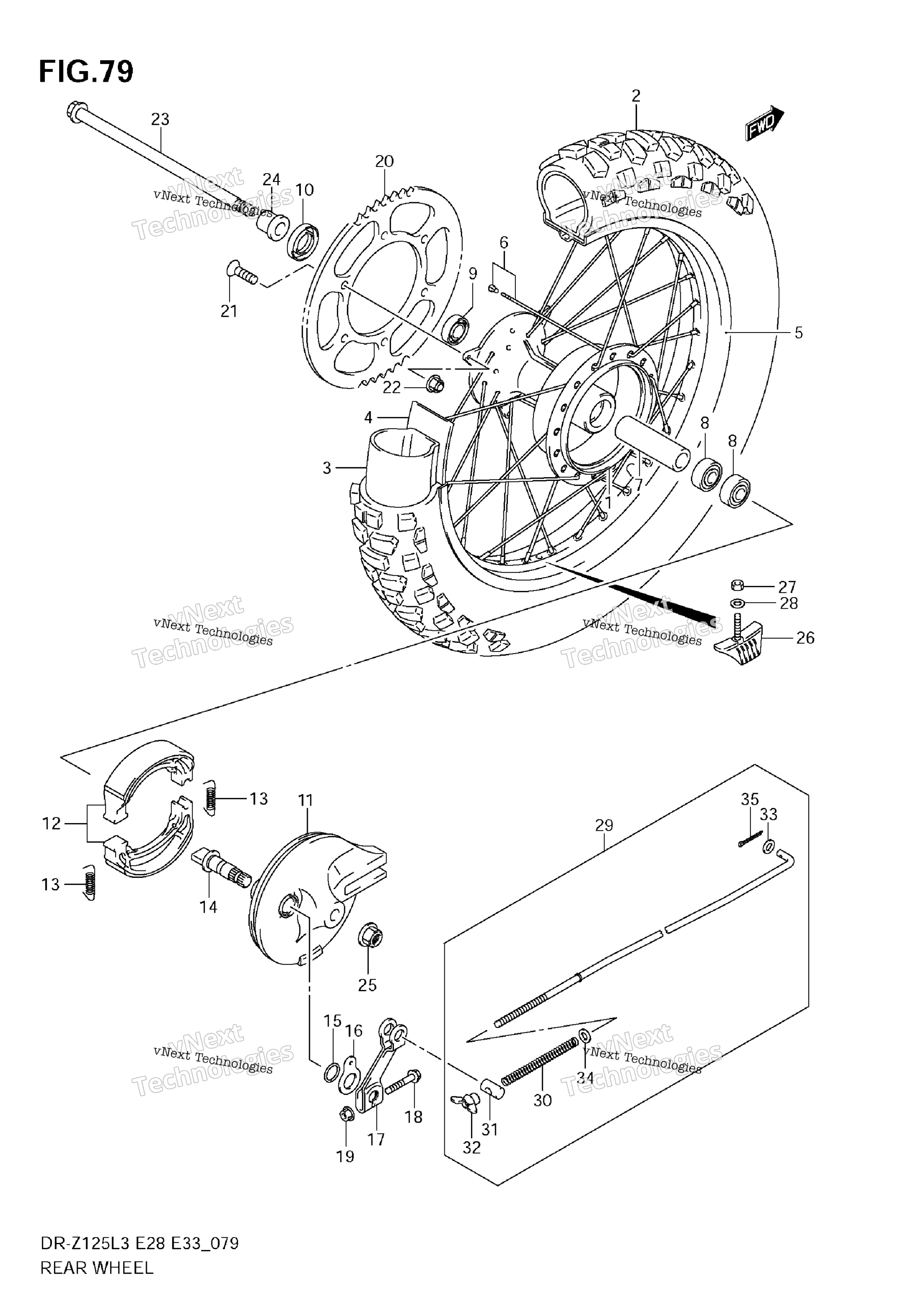 Заднее колесо (Dr-Z125l3 E28)