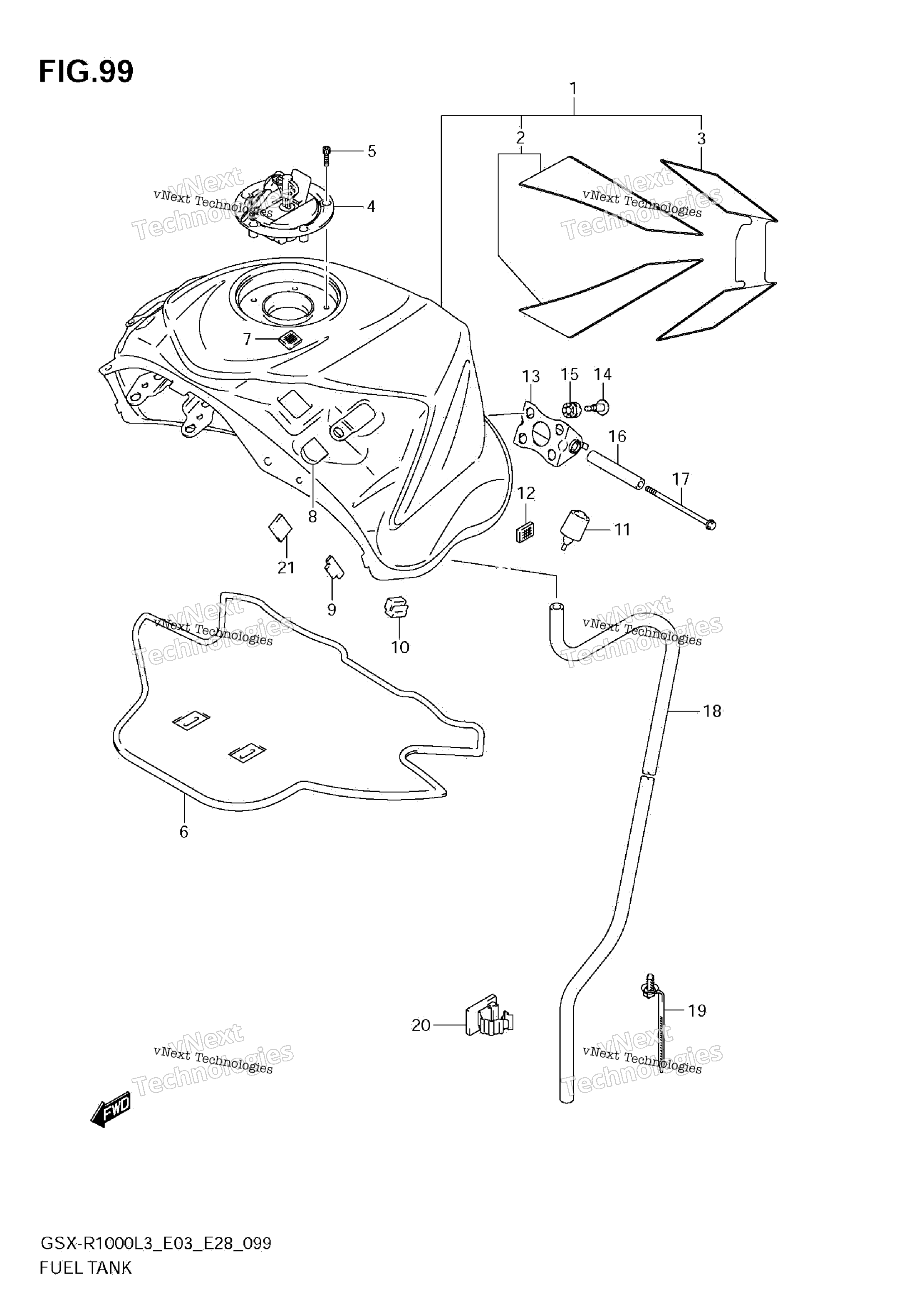 Топливный бак (Gsx-R1000zl3 E33)
