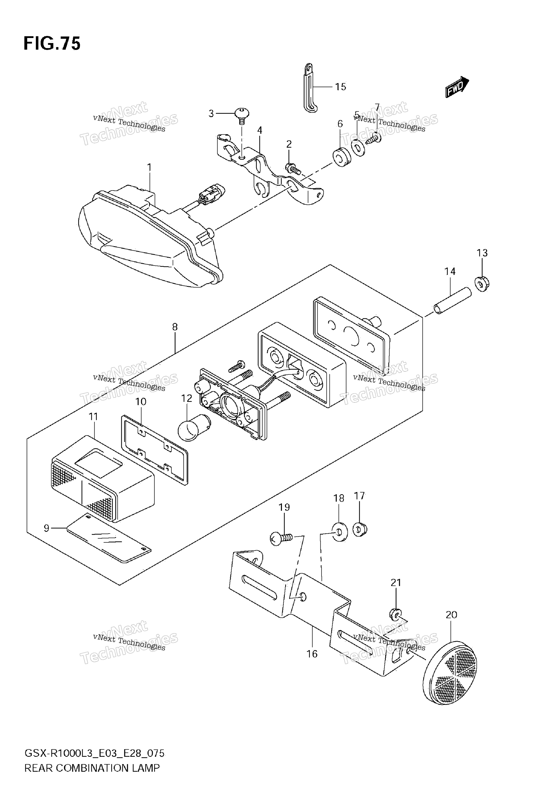 Задний комбинированный фонарь (Gsx-R1000l3 E33)