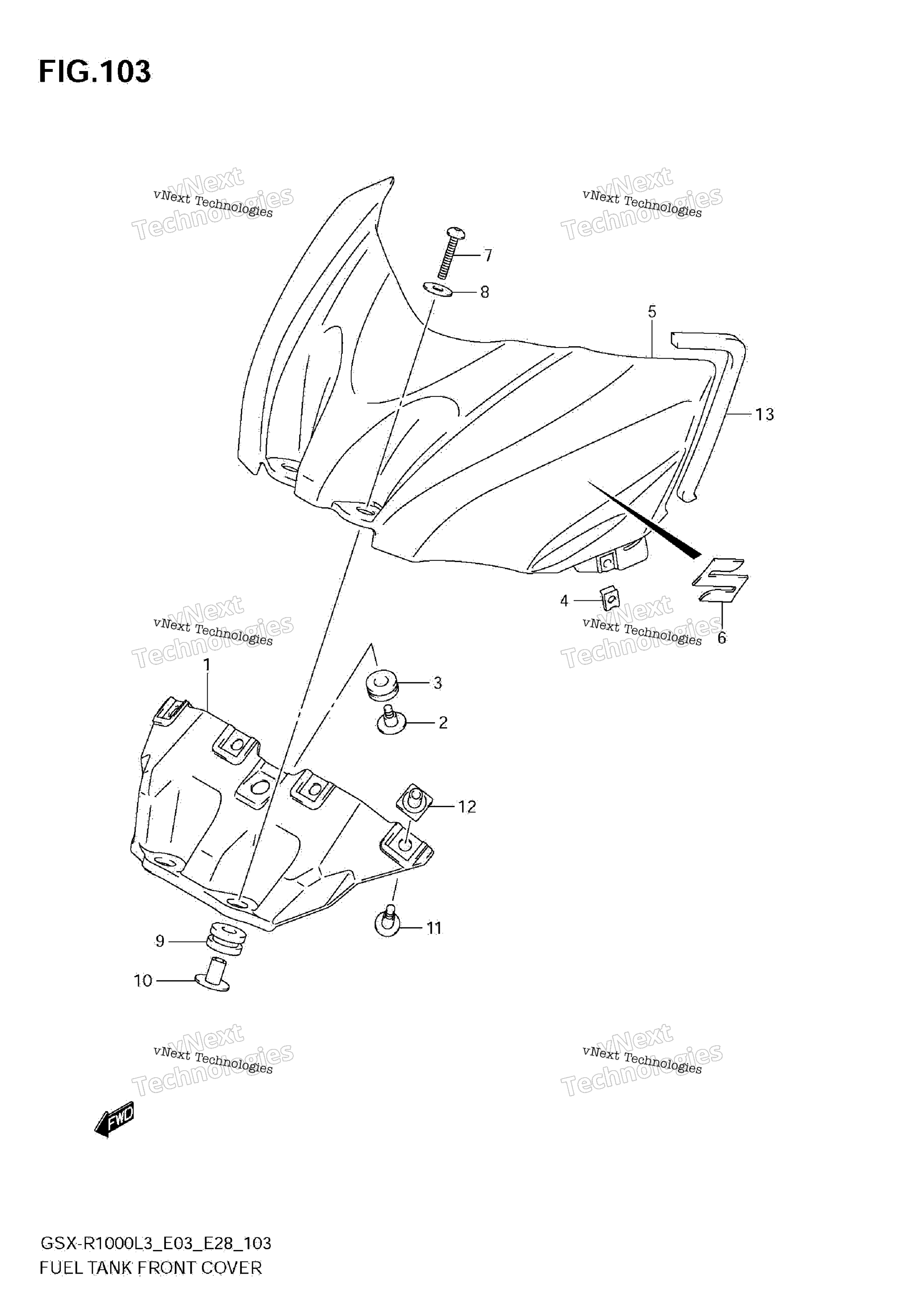 Топливный бак Front Cover (Gsx-R1000l3 E28)