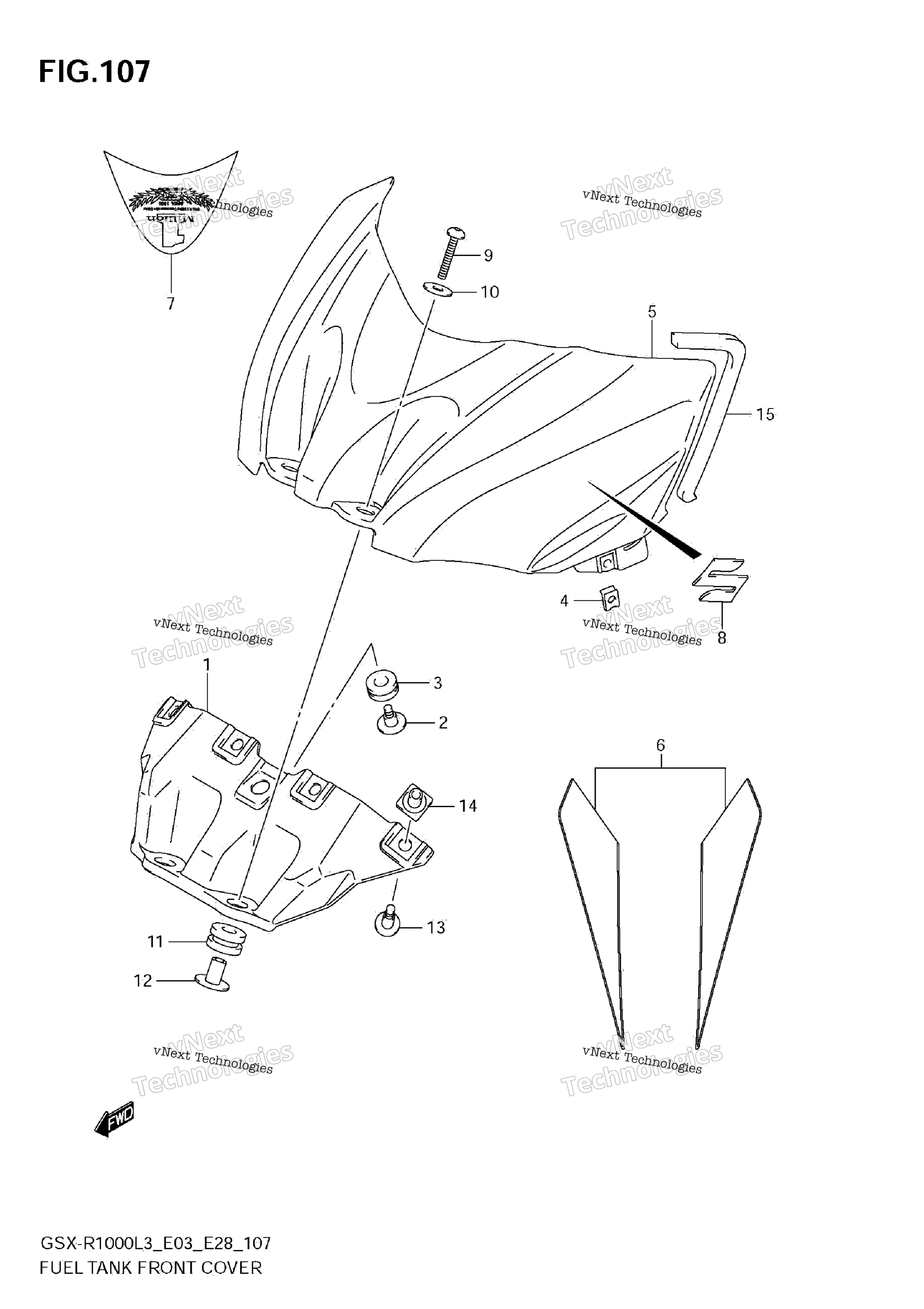 Топливный бак Front Cover (Gsx-R1000zl3 E33)