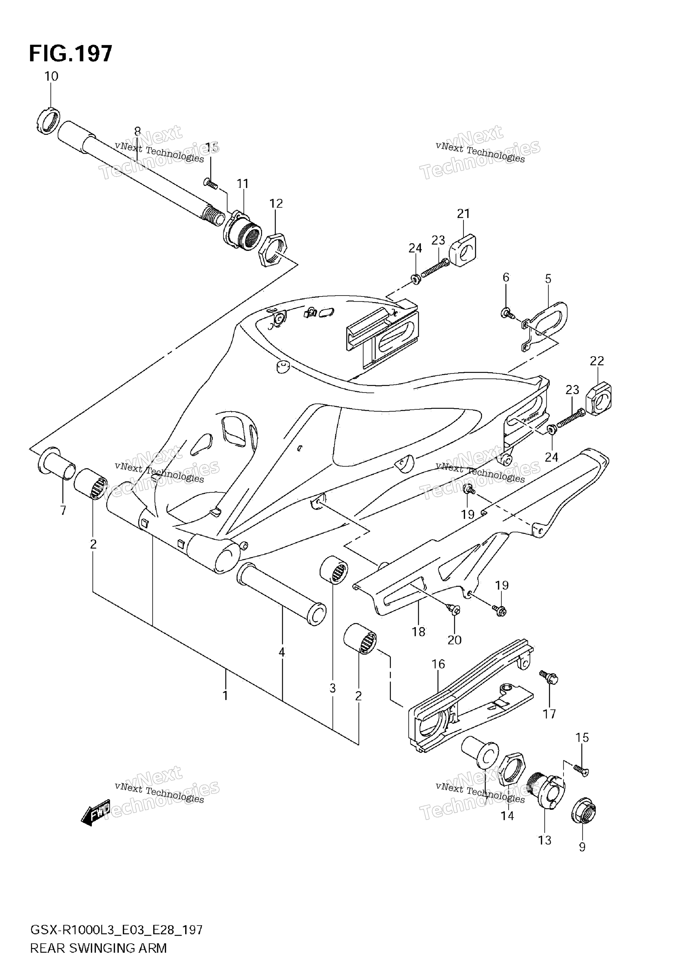 задний Swinging Arm (Gsx R1000zl3 E33)