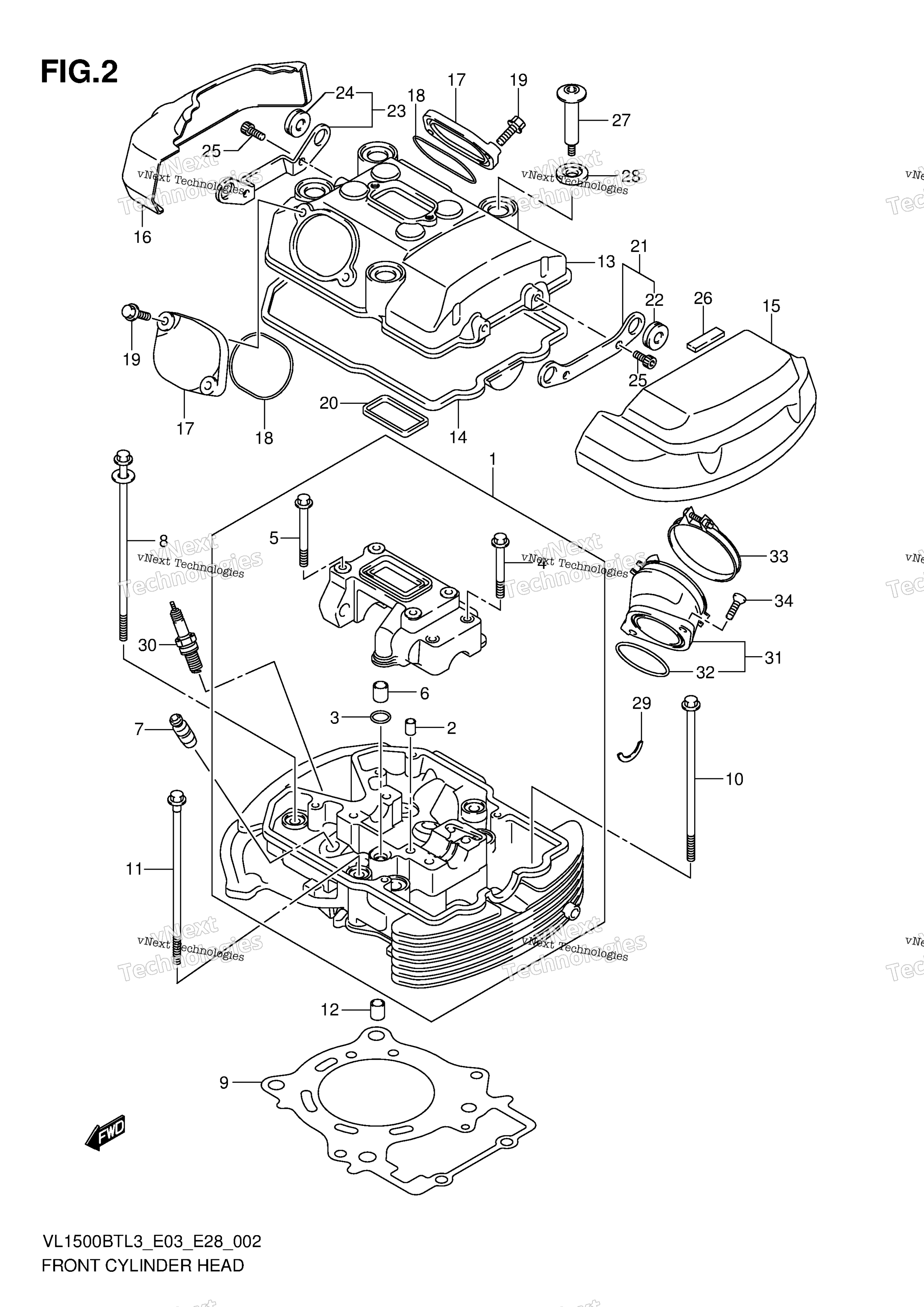 Передняя часть CYLINDER HEAD
