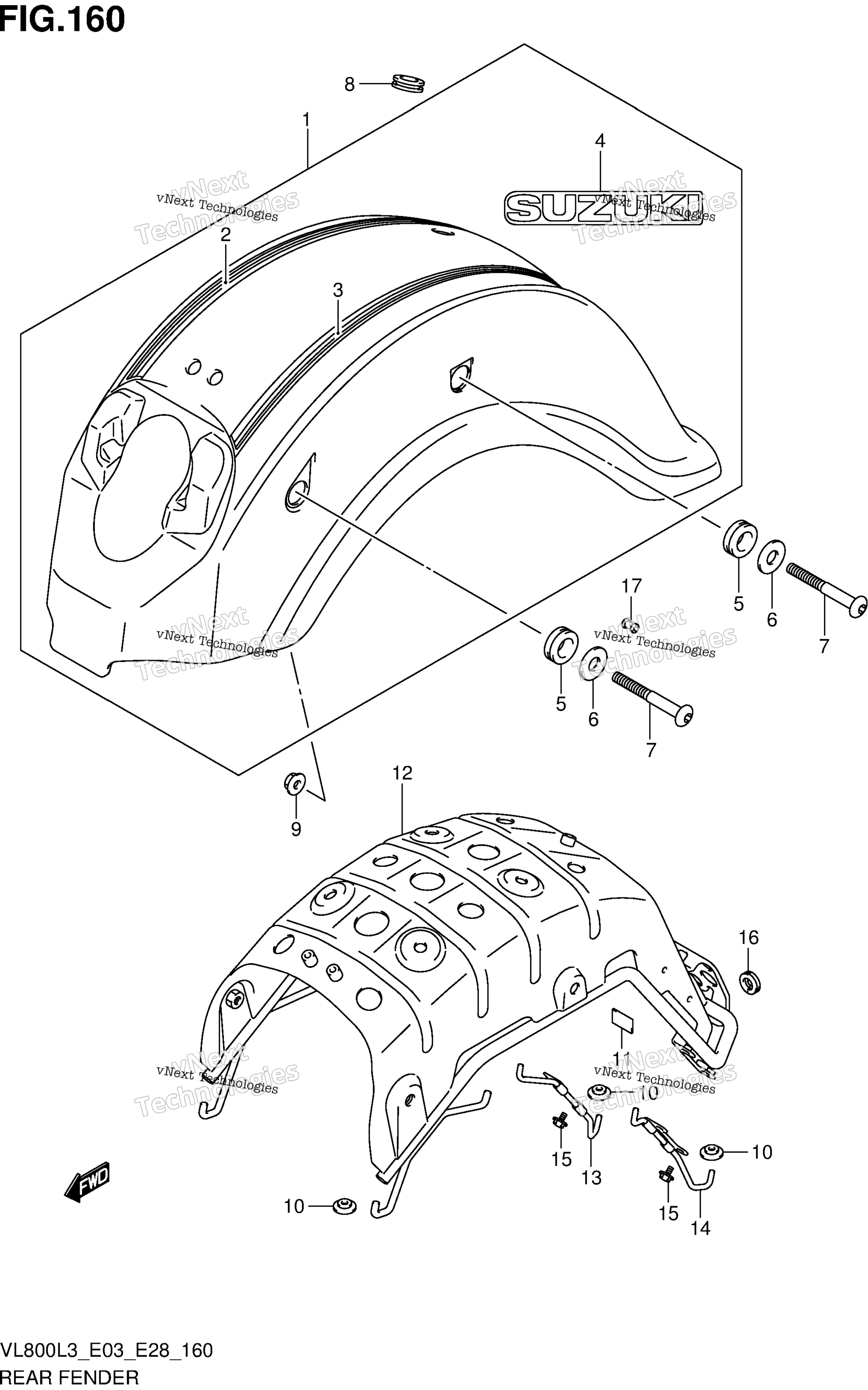 Заднее крыло (Vl800tl3 E28)