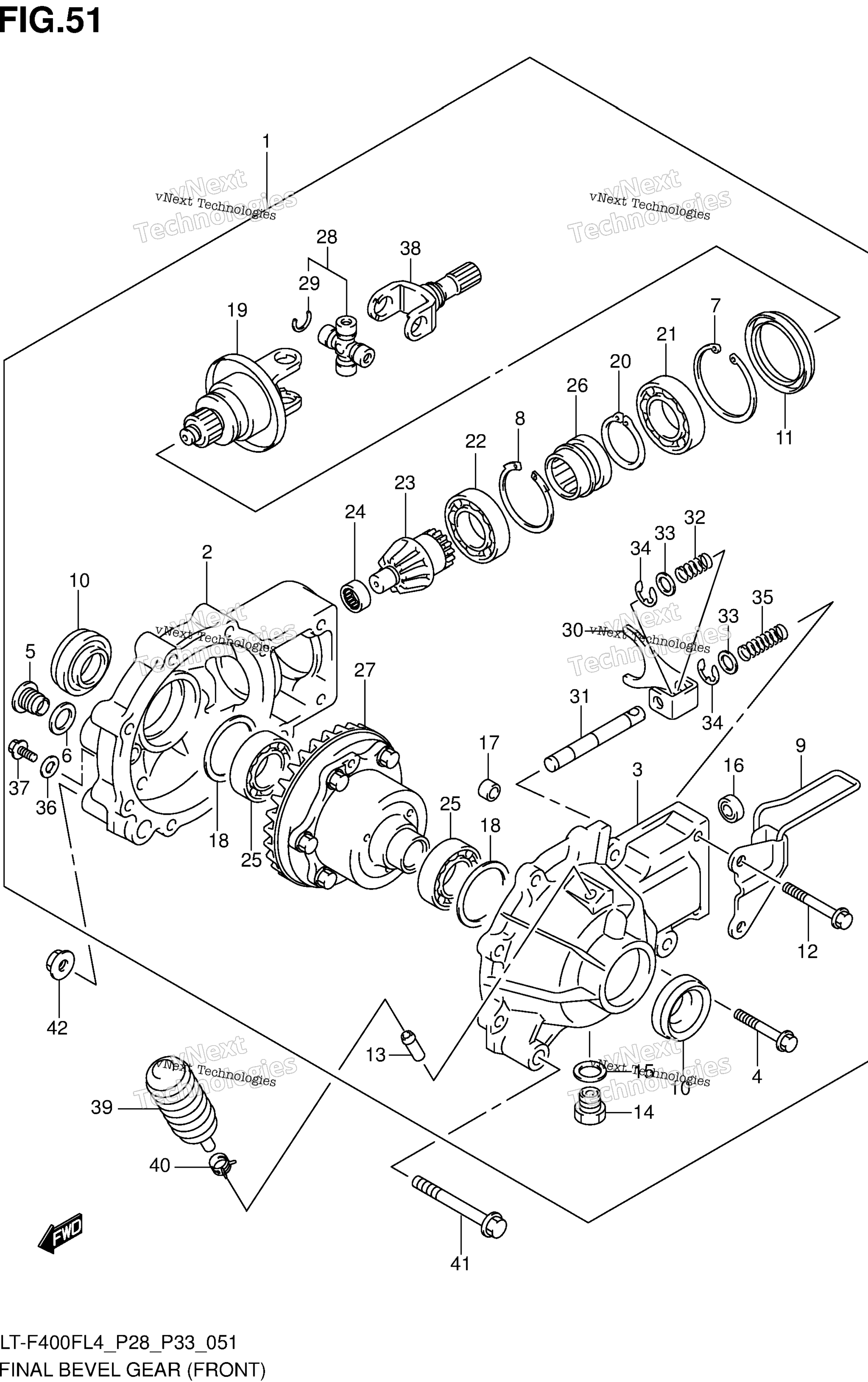 Final Bevel передача (Front) (Lt F400fzl4 P33)