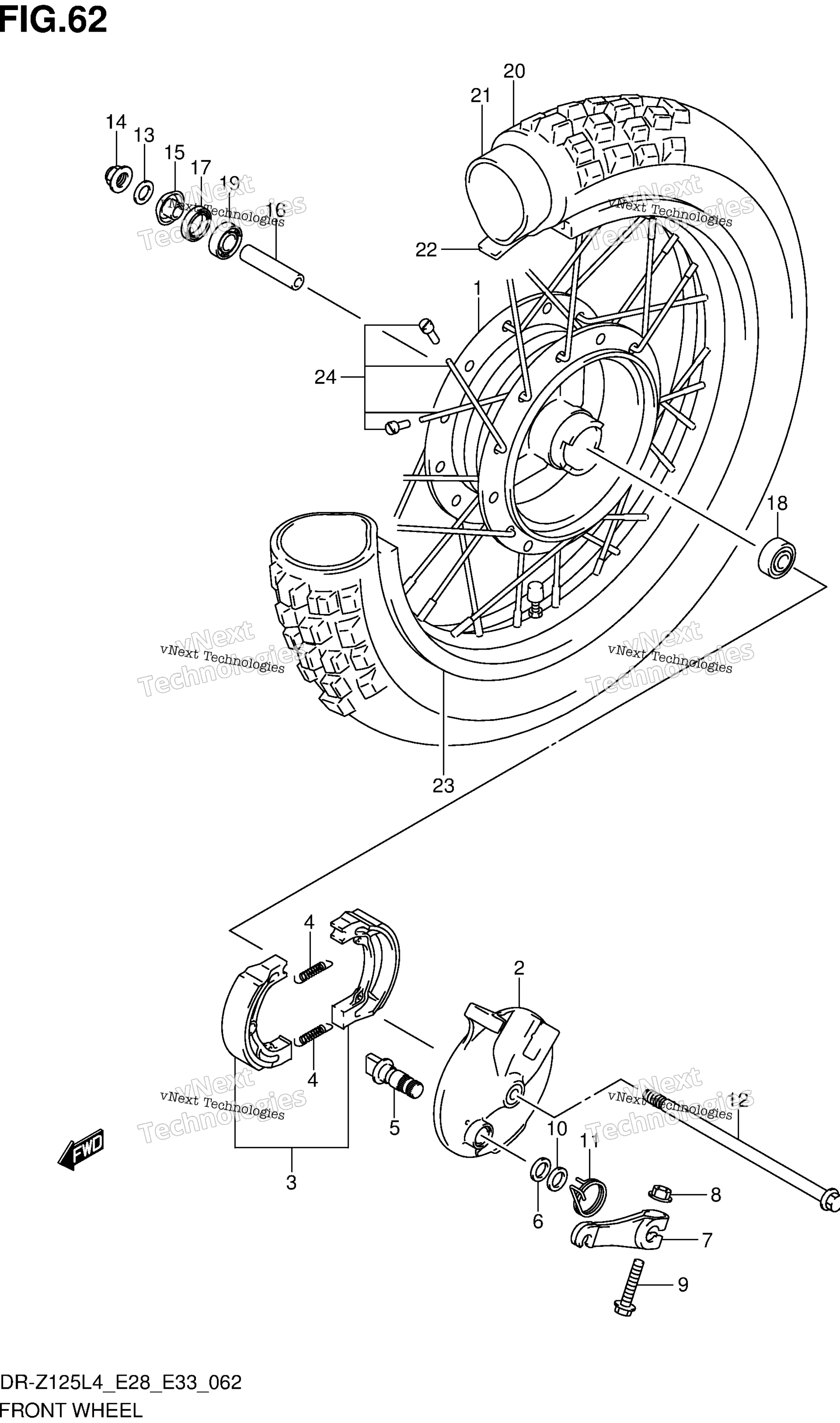 Переднее колесо (Dr-Z125l4 E28)