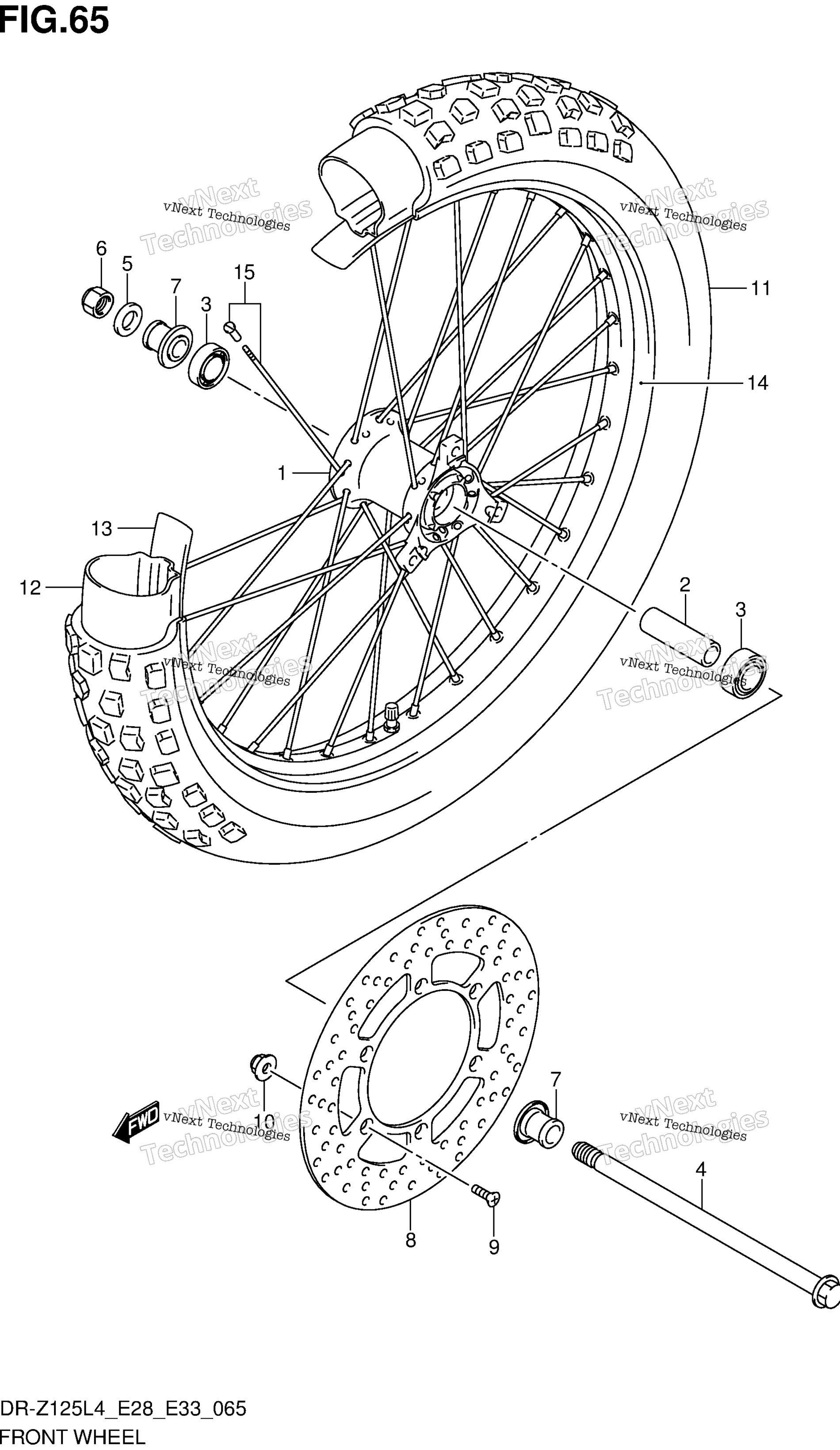 Переднее колесо (Dr-Z125ll4 E33)