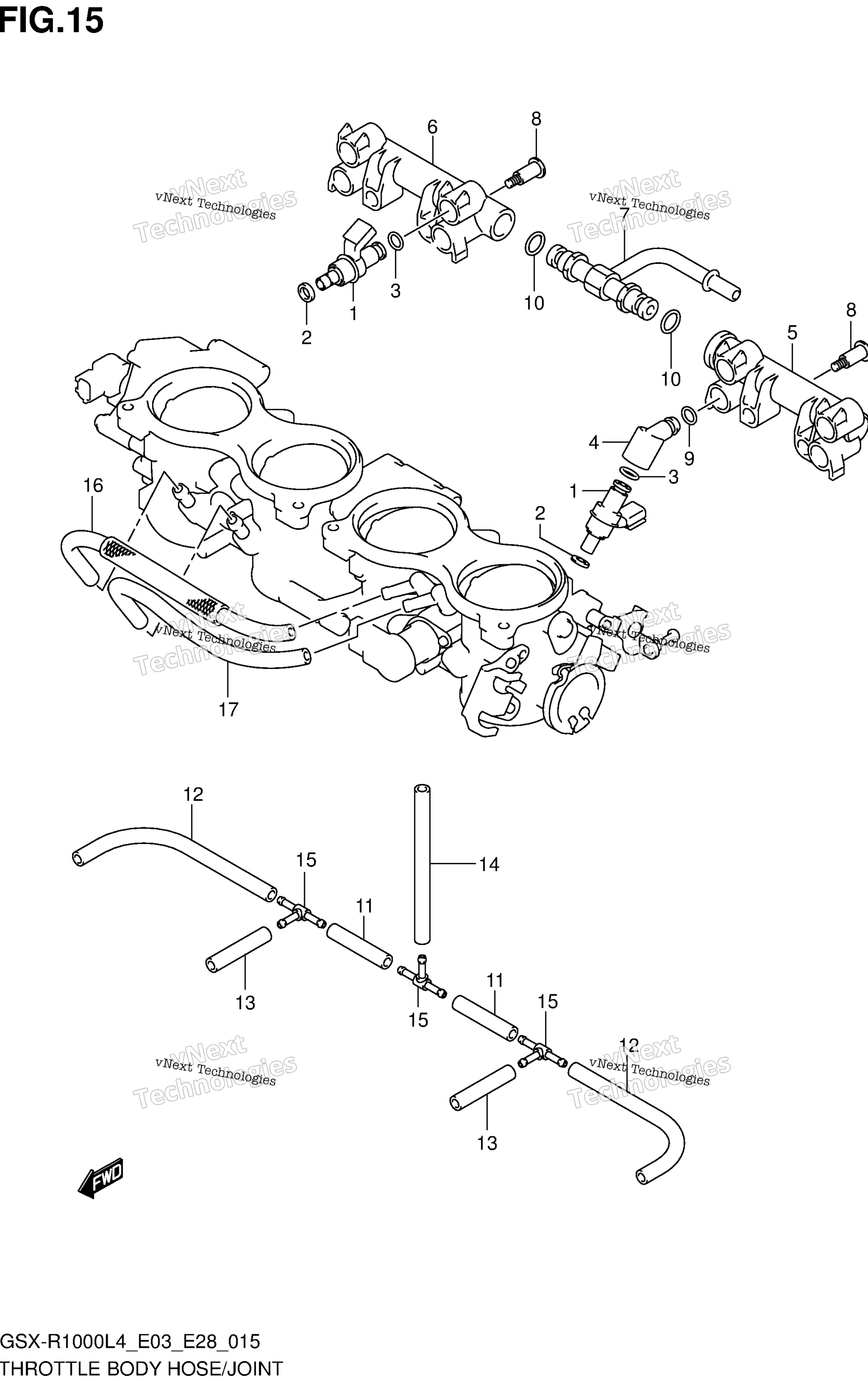 Дроссельный узел Hose/Joint (Gsx-R1000l4 E03)