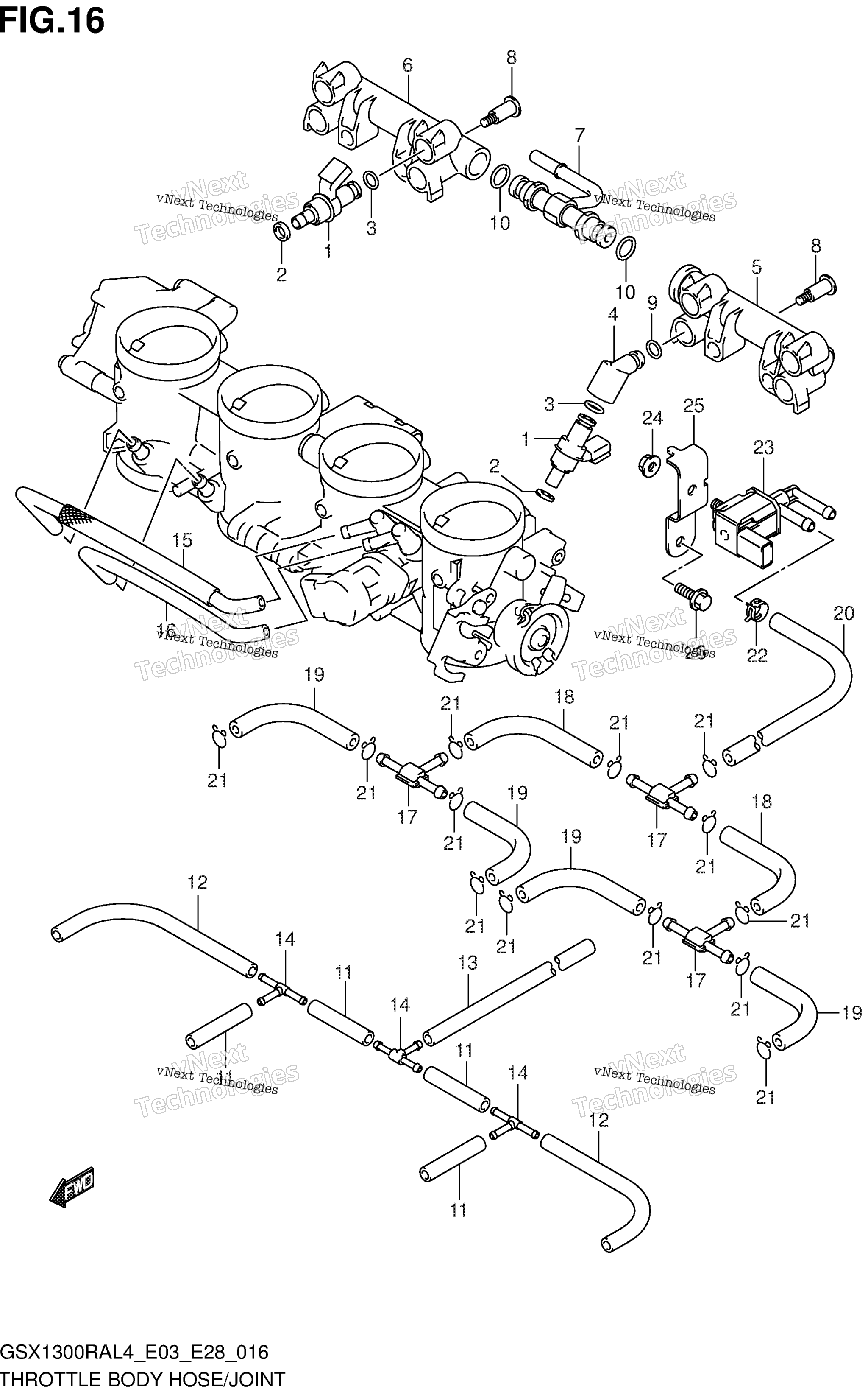 Дроссельный узел Hose/Joint (Gsx1300ral4 E33)