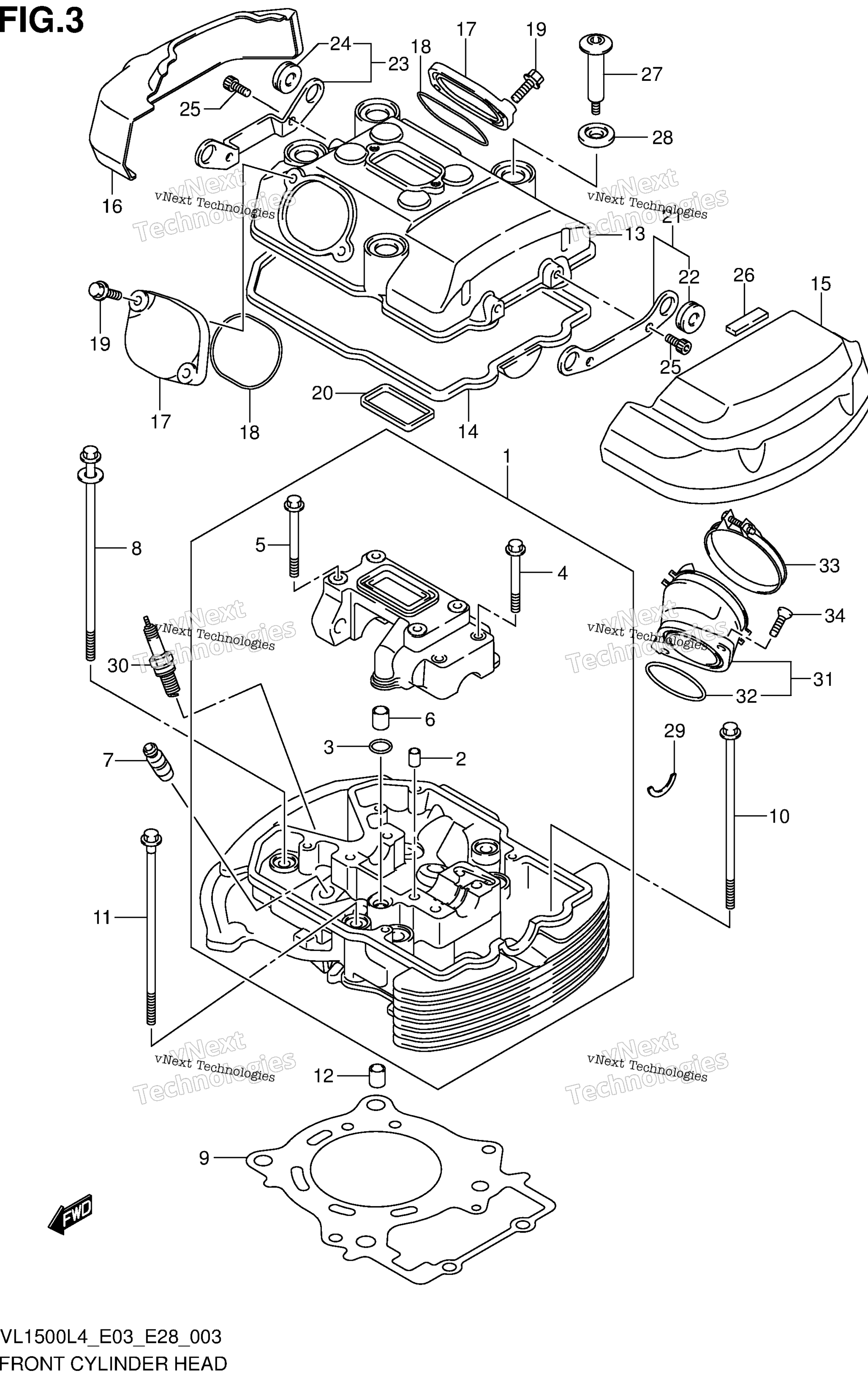 Передняя часть Cylinder Head (Vl1500l4 E28)