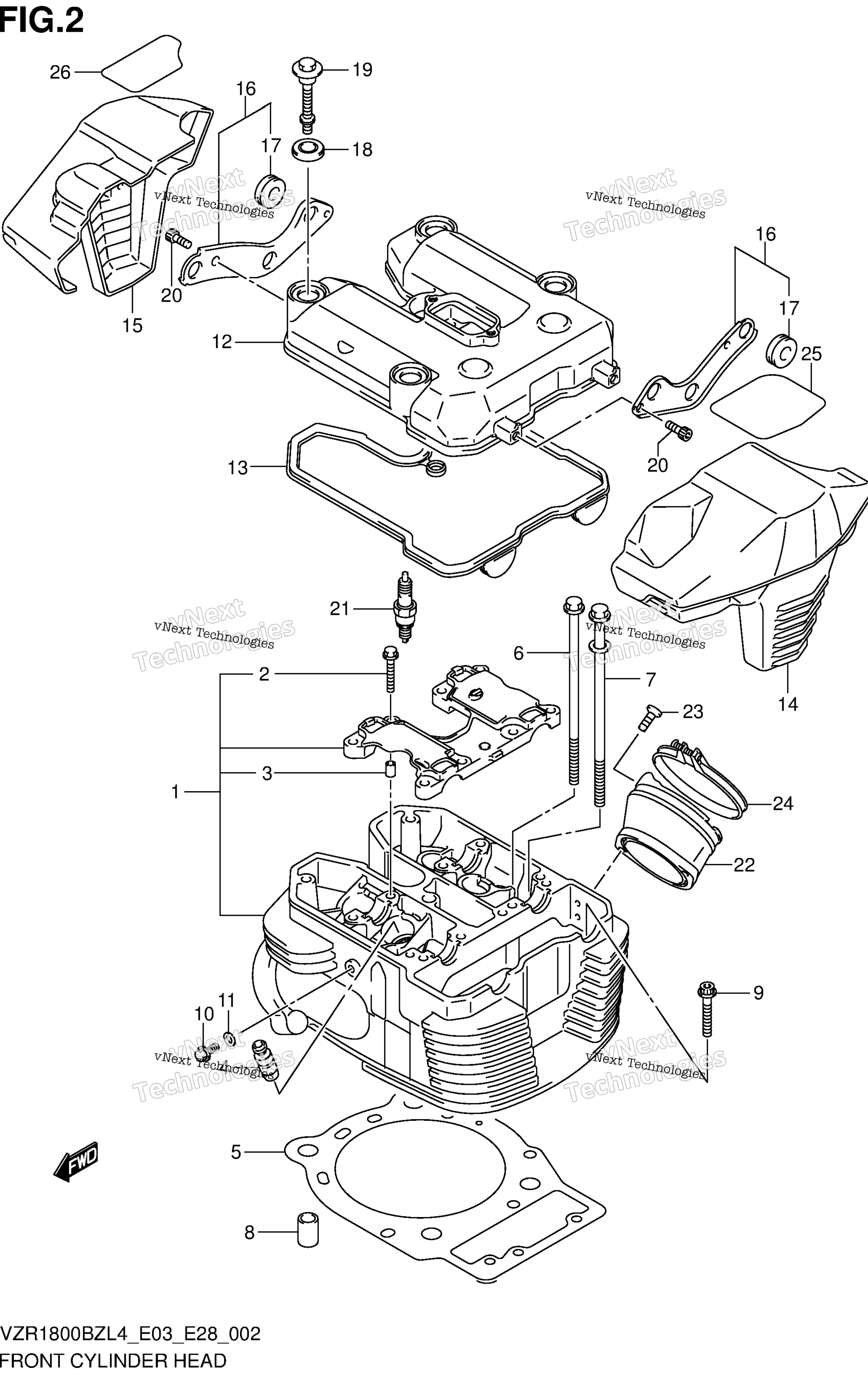 Передняя часть CYLINDER HEAD